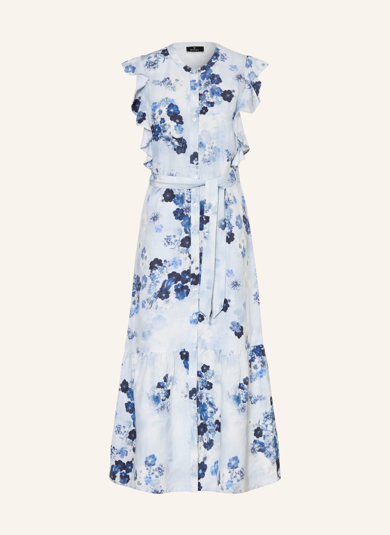 monari Kleid mit Volants und Leinen: HELLBLAU / DUNKELBLAU / WEISS