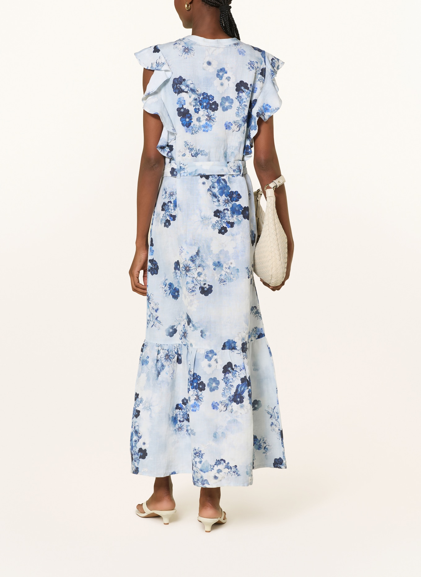 monari Kleid mit Volants und Leinen: HELLBLAU / DUNKELBLAU / WEISS