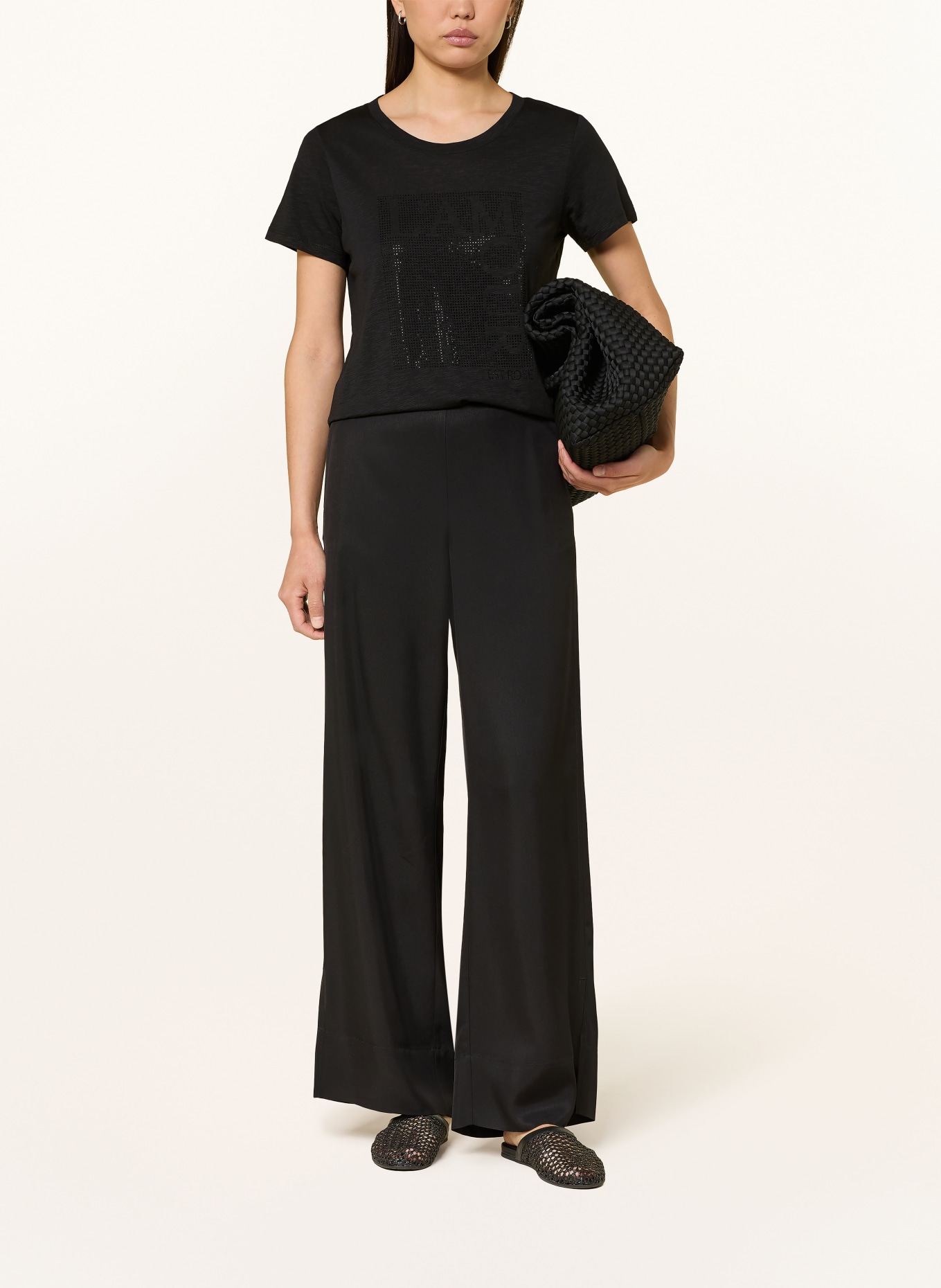 monari T-shirt orné de strass: NOIR