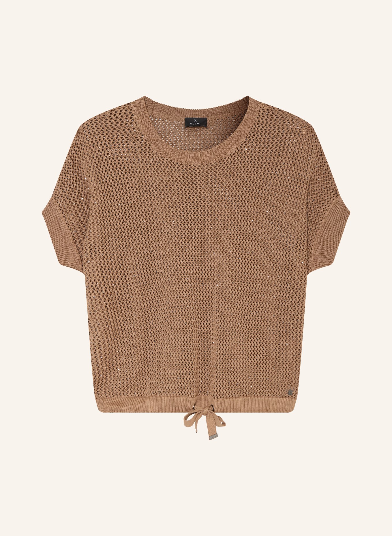 monari Strickshirt mit Schmucksteinen: TAUPE