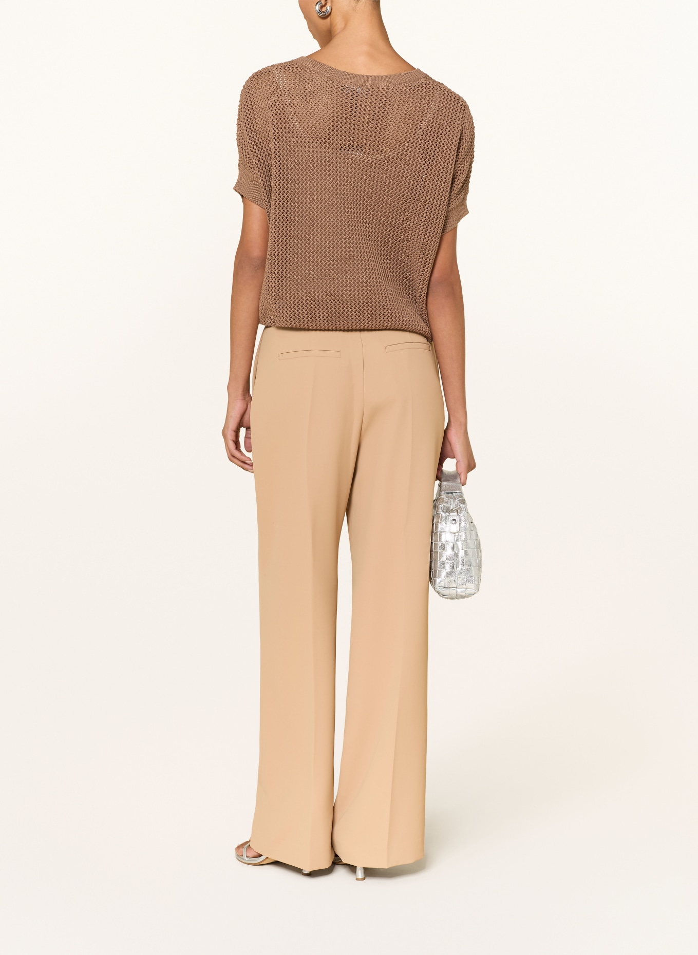 monari Strickshirt mit Schmucksteinen: TAUPE