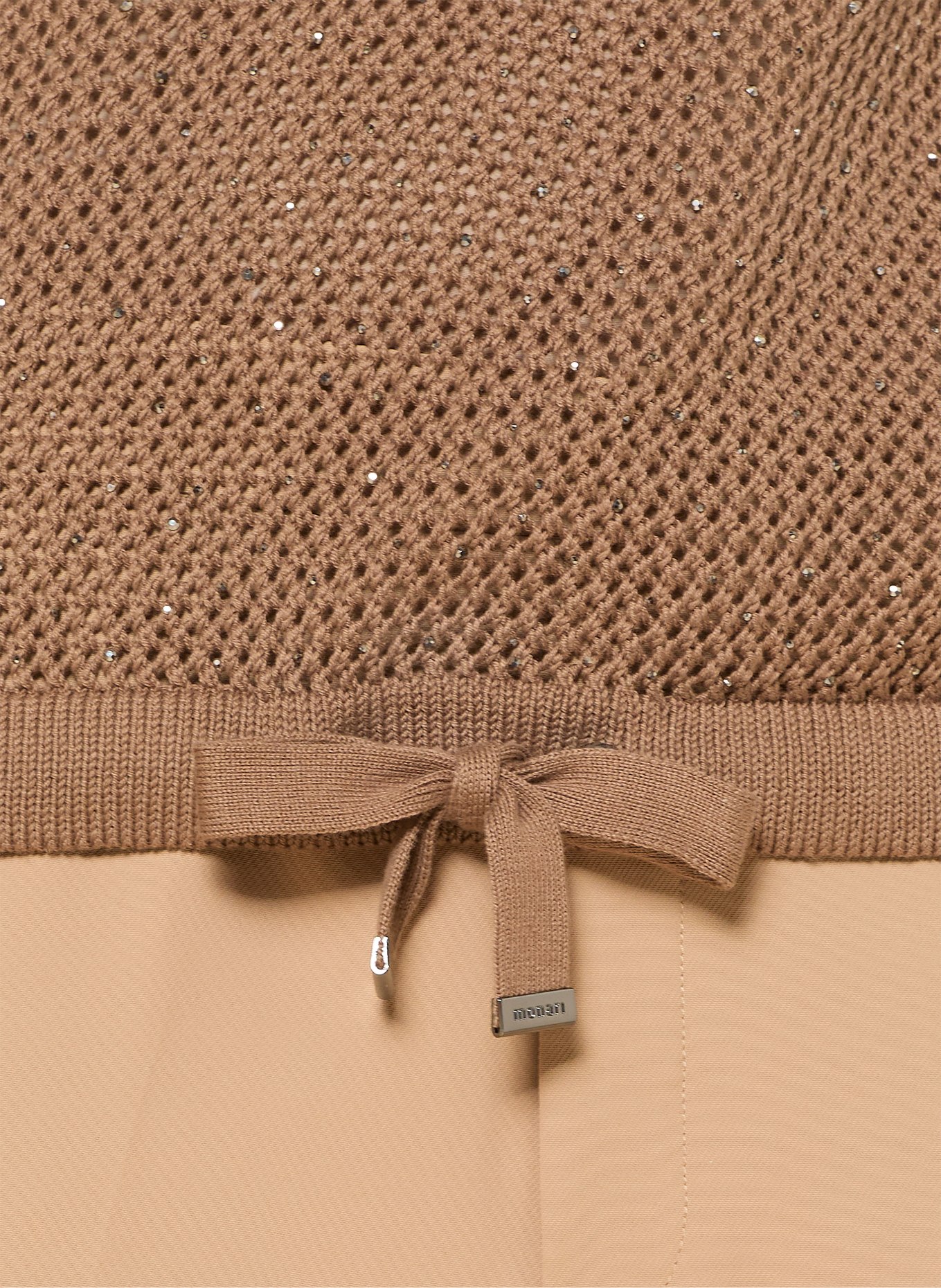 monari Strickshirt mit Schmucksteinen: TAUPE