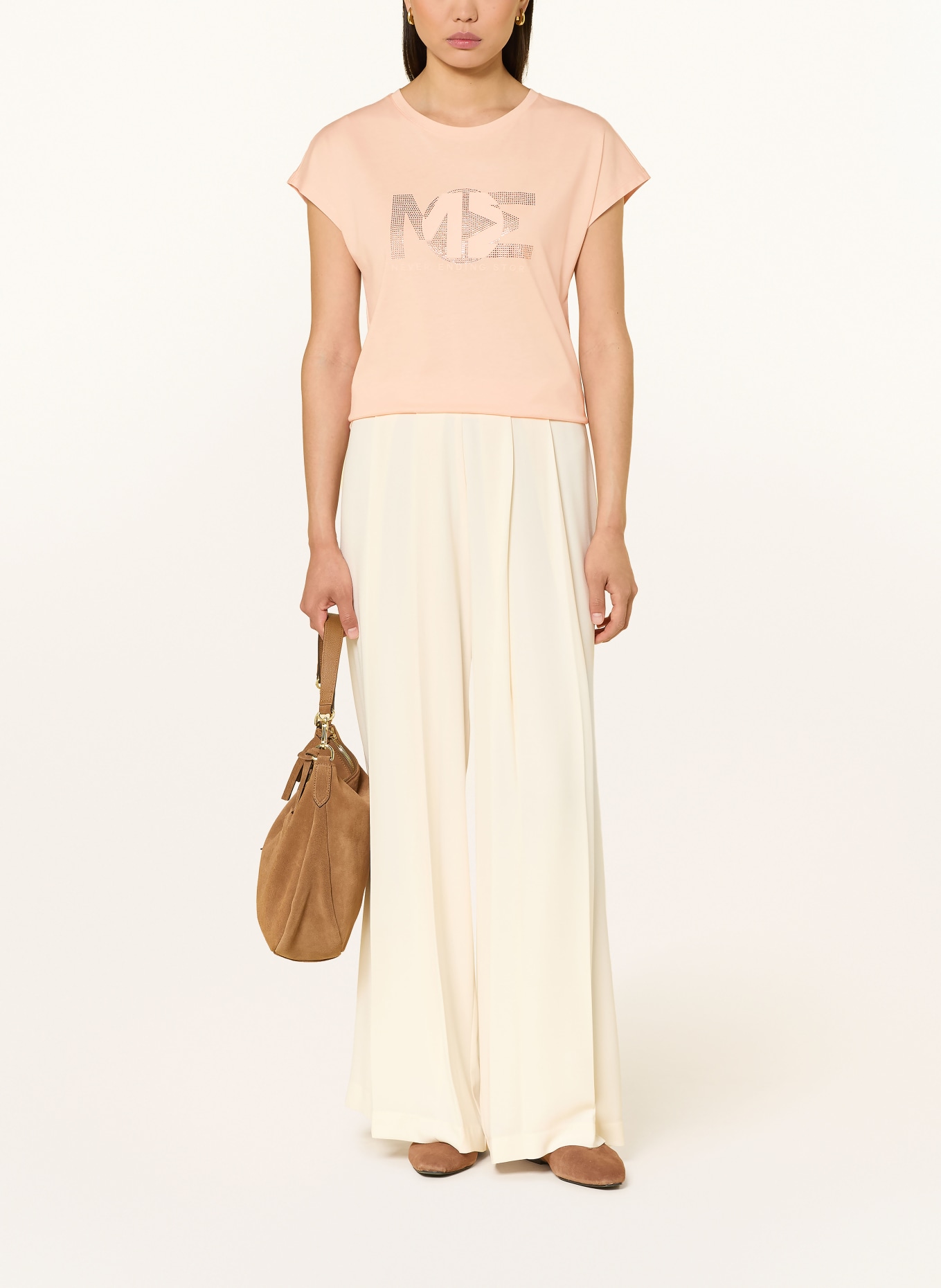 monari T-shirt met strass-steentjes: LICHTORANJE