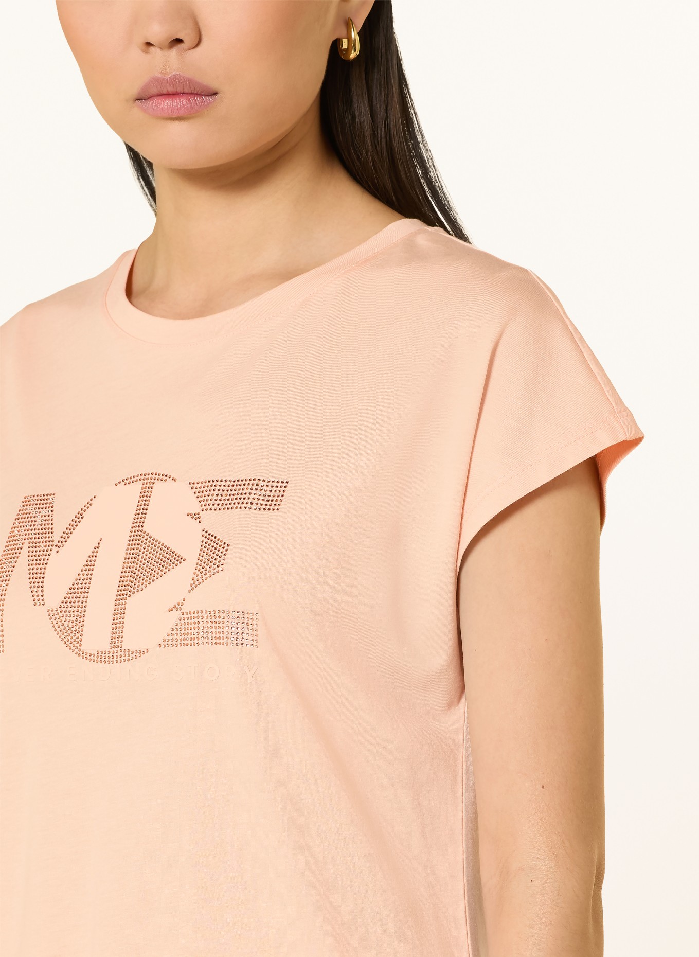 monari T-shirt met strass-steentjes: LICHTORANJE