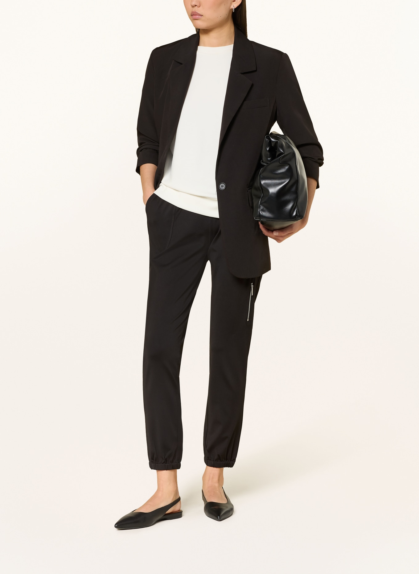 monari Broek in joggingstijl: ZWART / ZILVER