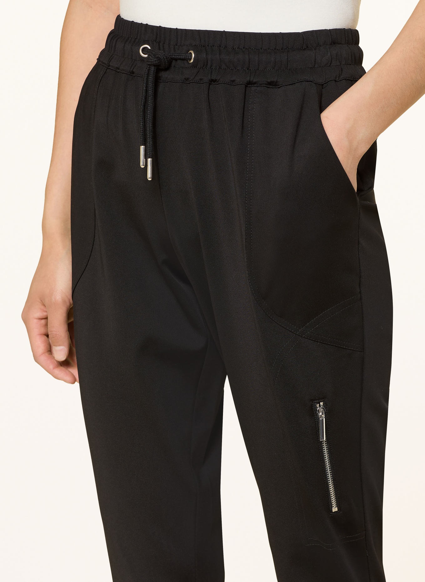 monari Broek in joggingstijl: ZWART / ZILVER