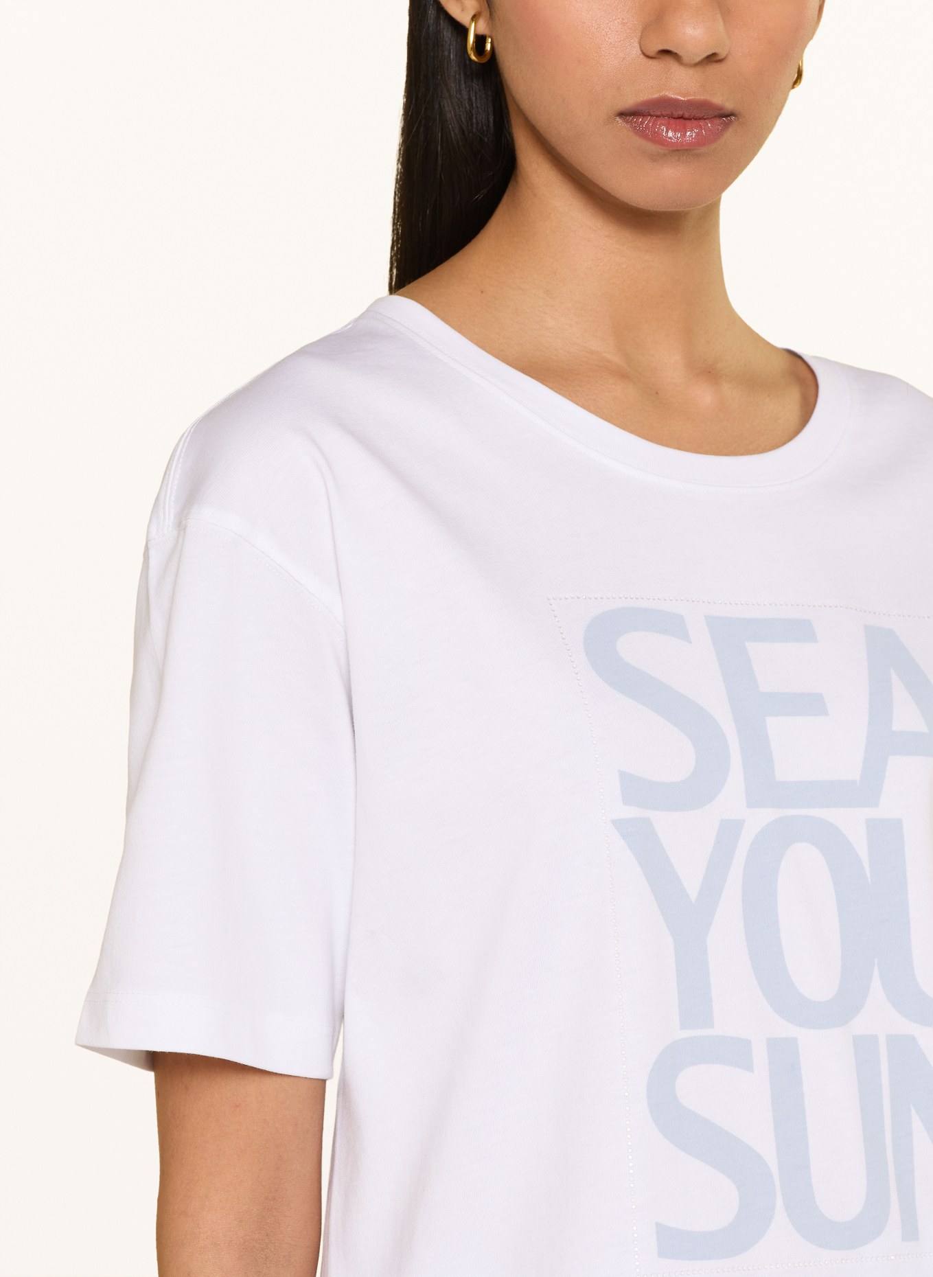 monari T-Shirt mit Schmucksteinen: WEISS