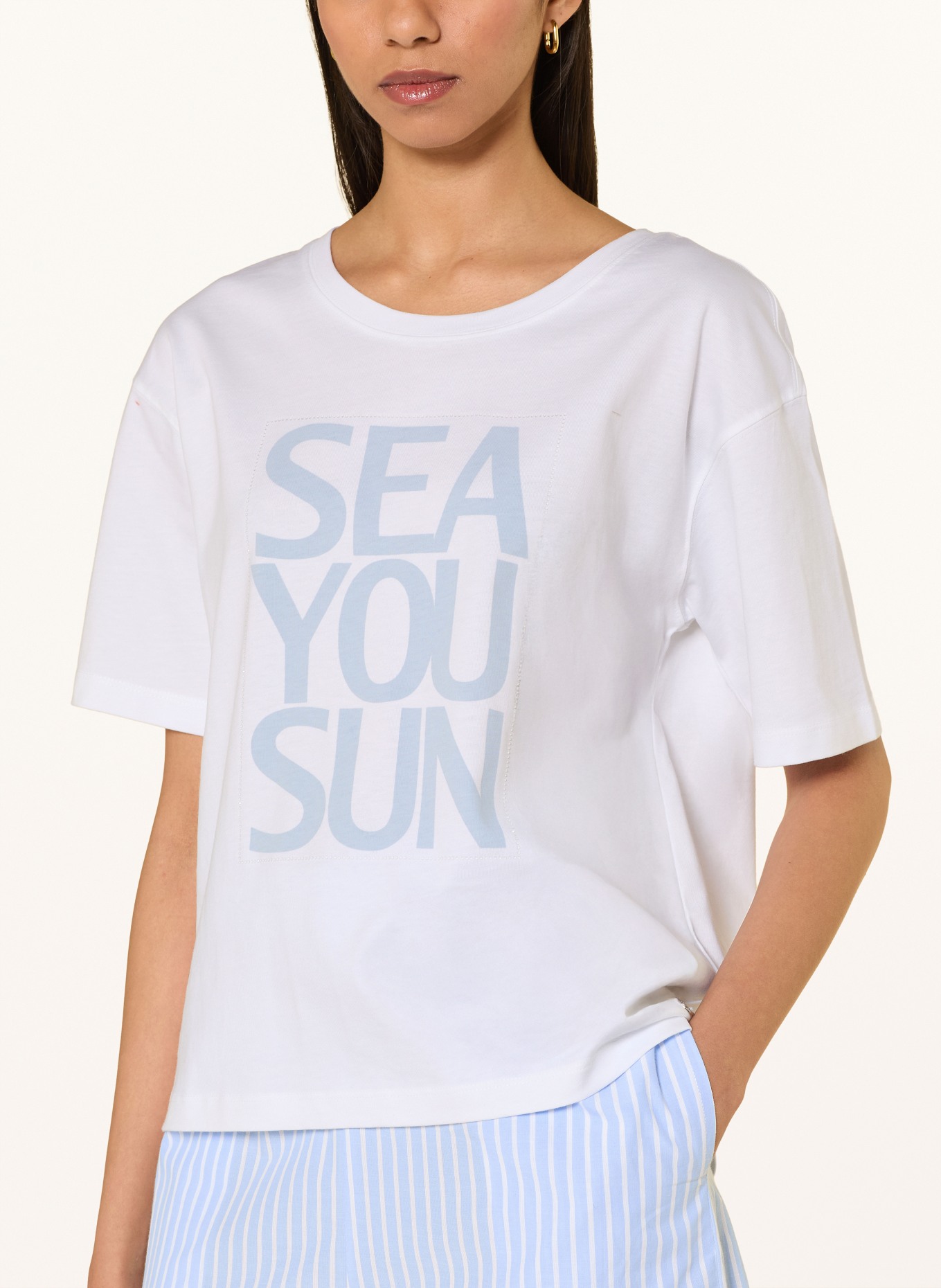 monari T-Shirt mit Schmucksteinen: WEISS