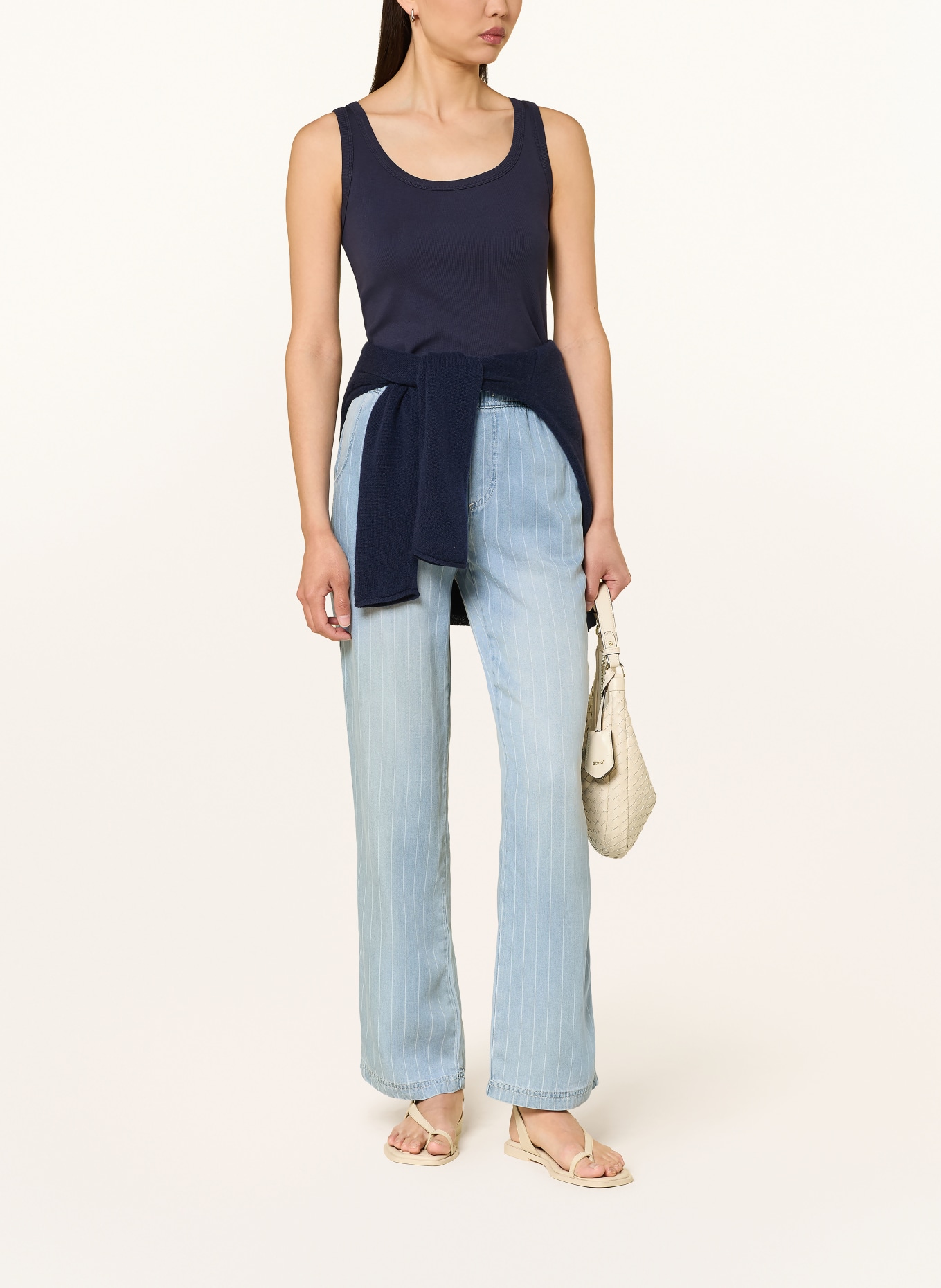 monari Hose in Jeansoptik: HELLBLAU / WEISS