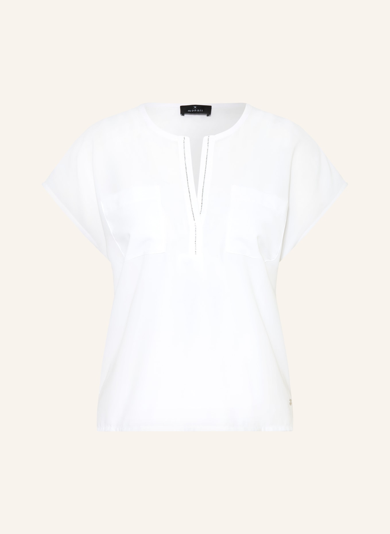 monari Chemisier à col chemisier orné de strass: BLANC