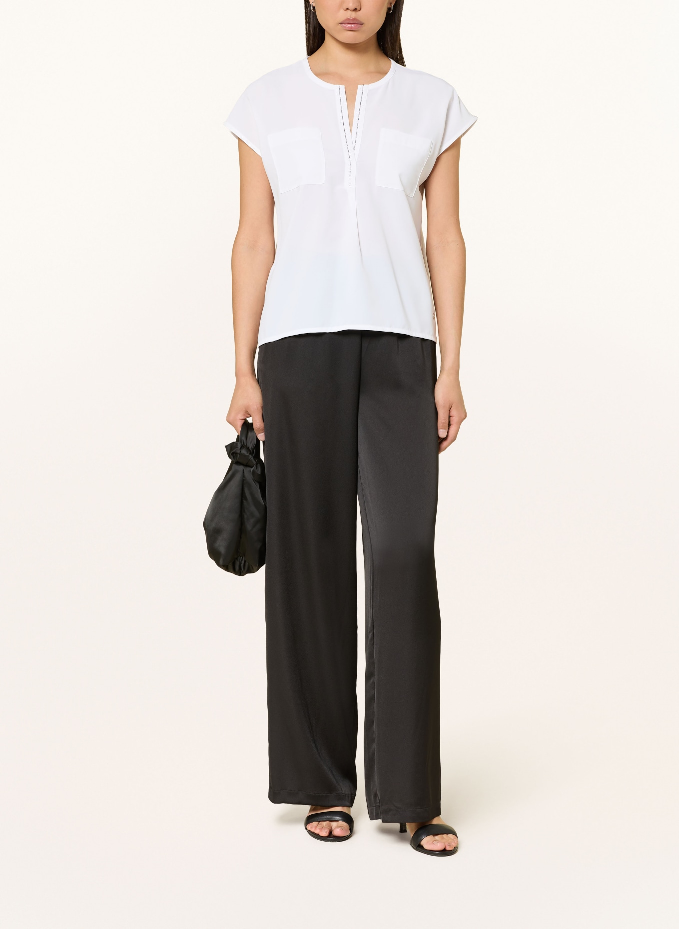 monari Chemisier à col chemisier orné de strass: BLANC