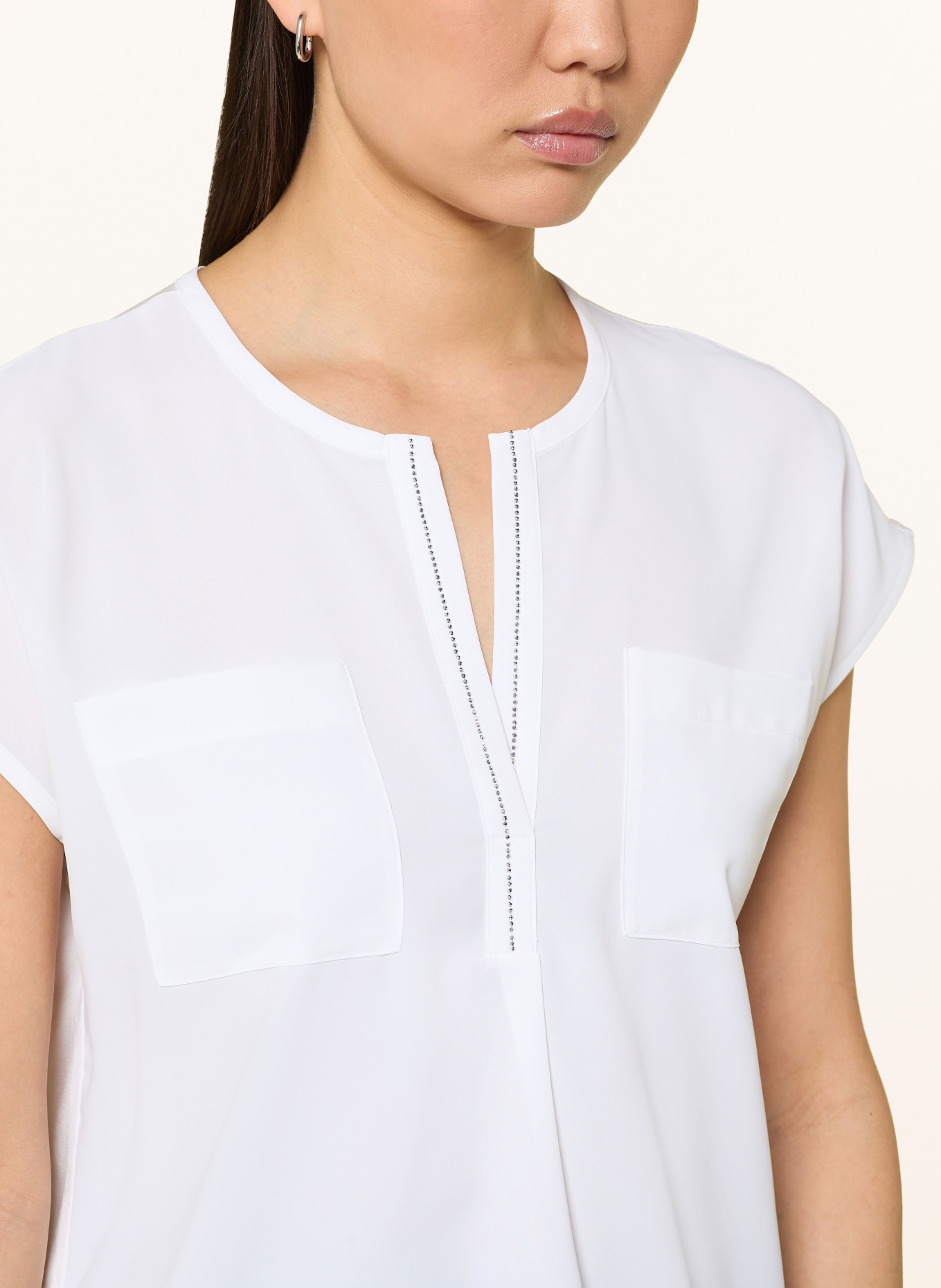 monari Chemisier à col chemisier orné de strass: BLANC