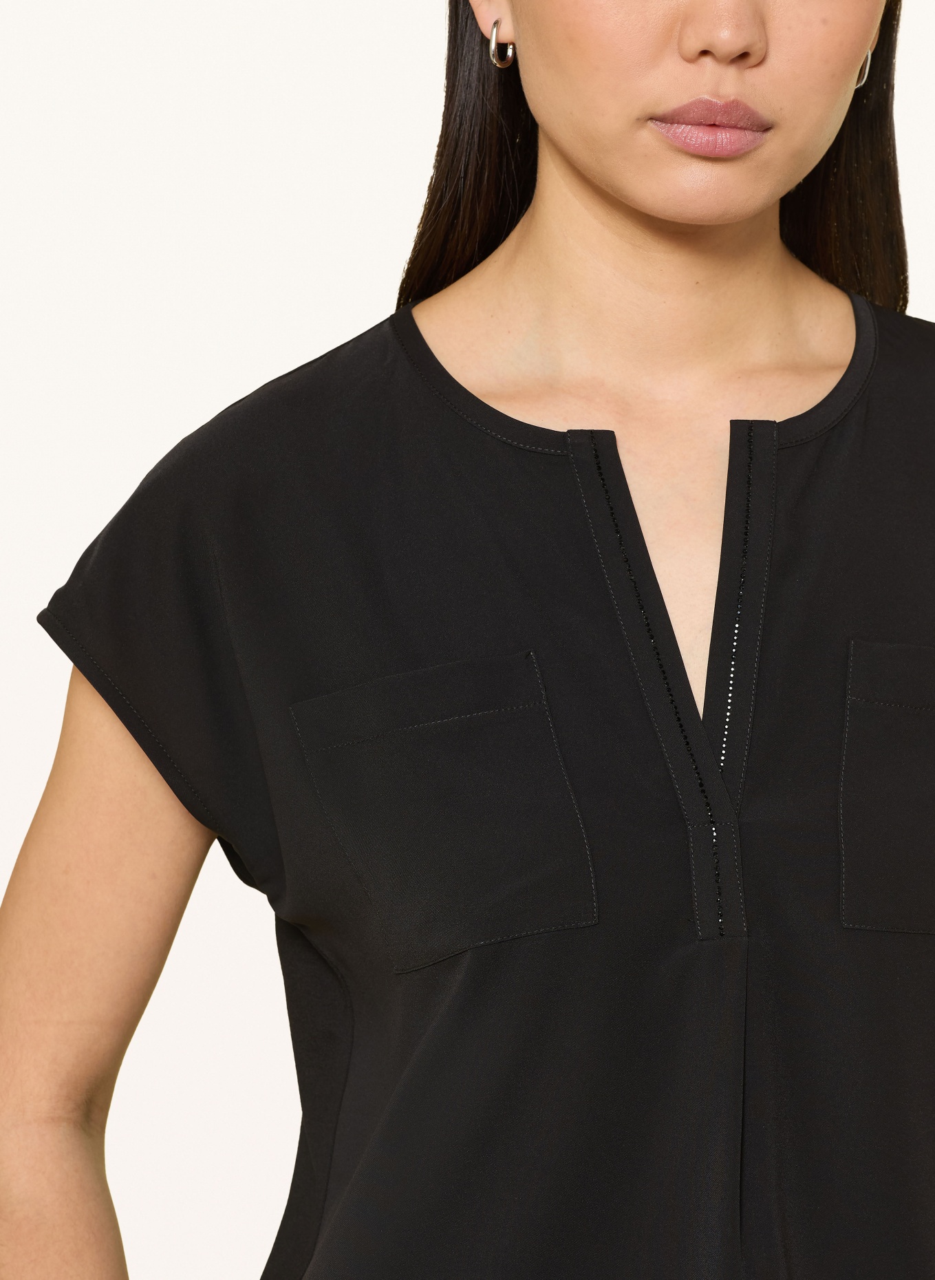 monari Chemisier à col chemisier orné de strass: NOIR