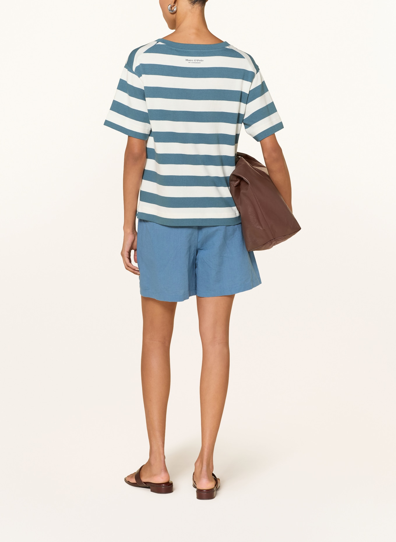 Marc O'Polo Gebreid shirt: BLAUWGRIJS / WIT