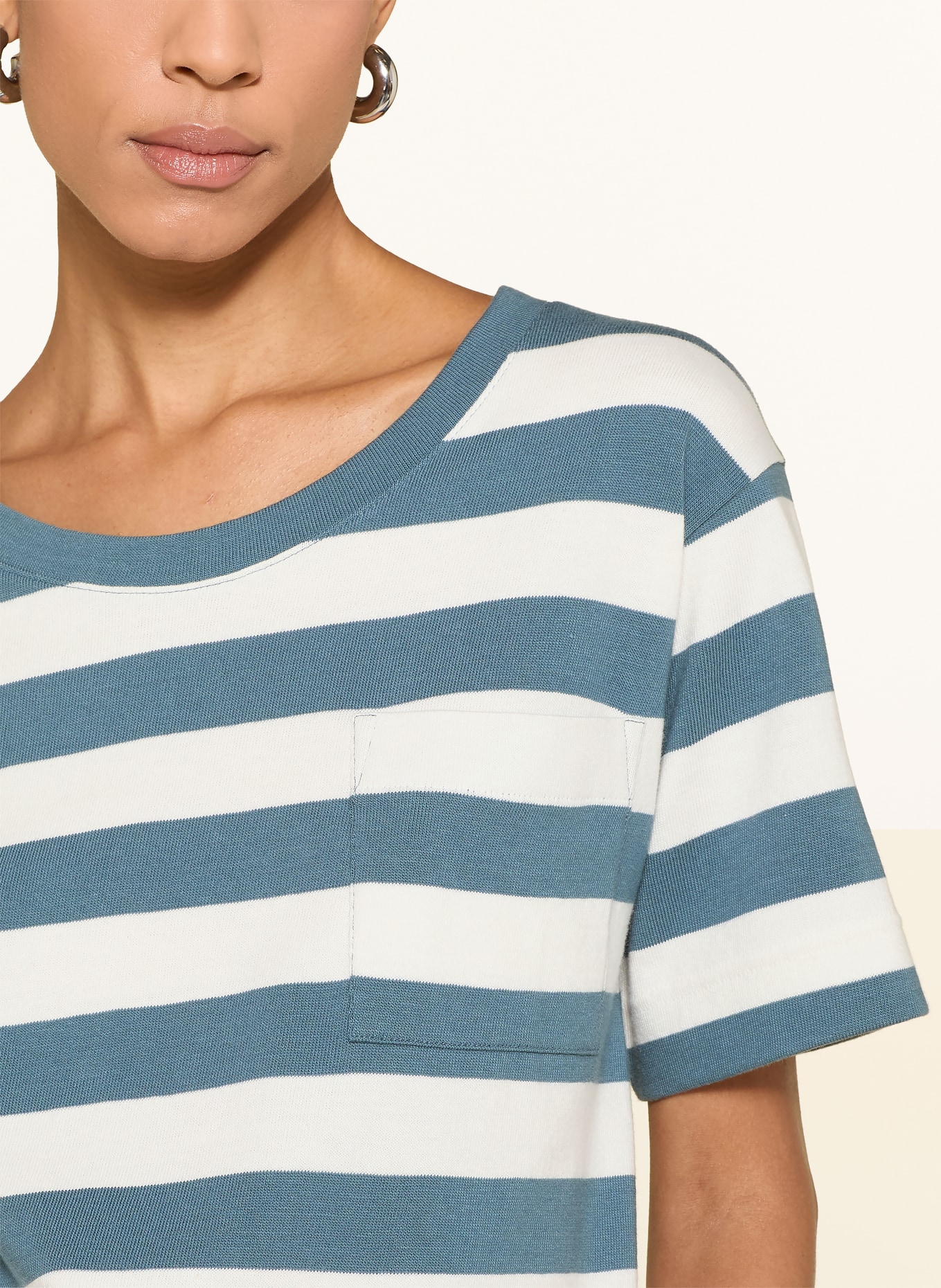 Marc O'Polo Gebreid shirt: BLAUWGRIJS / WIT