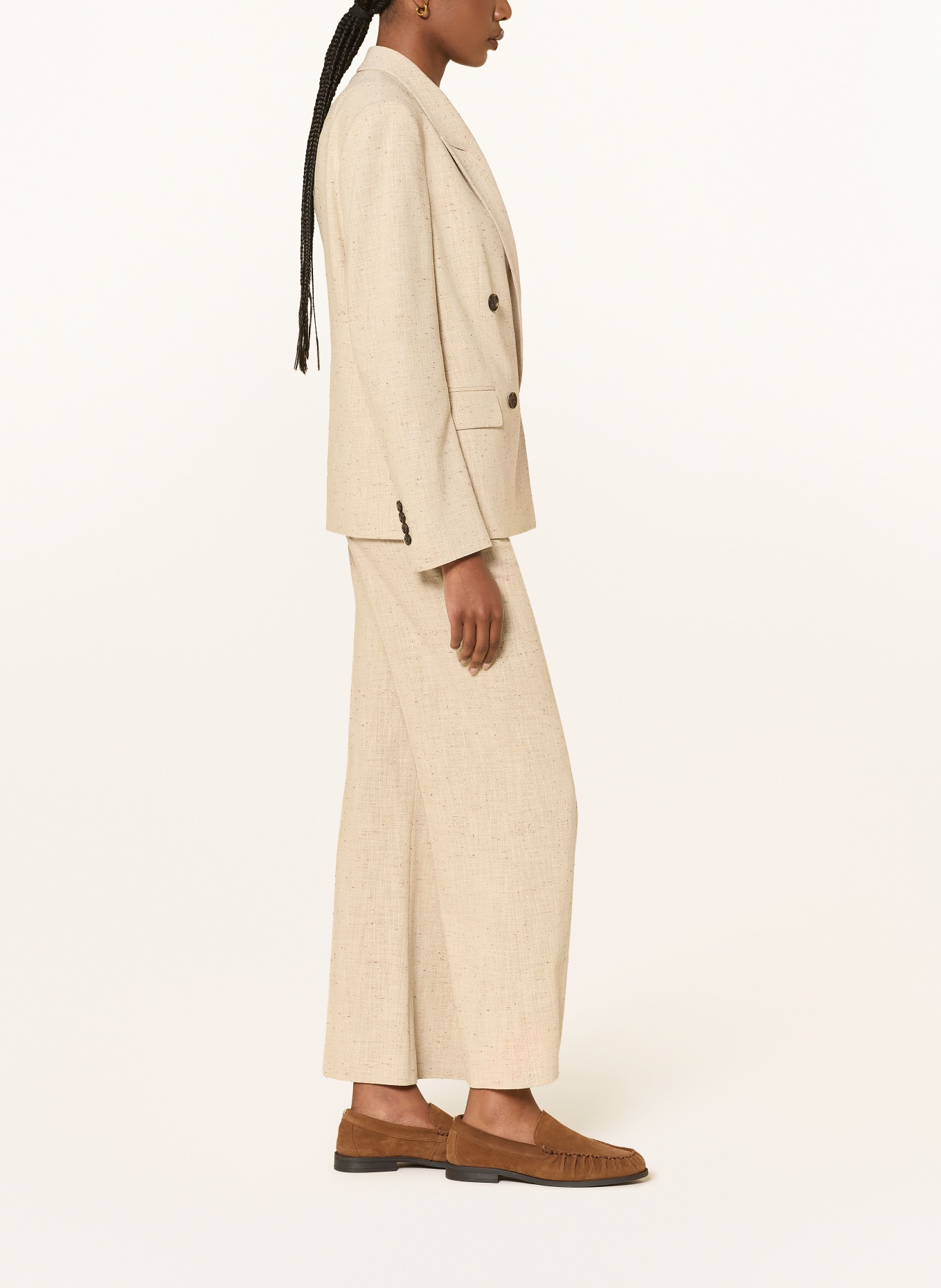 BOSS TALIA bouclé marl pants: CREAM / BROWN
