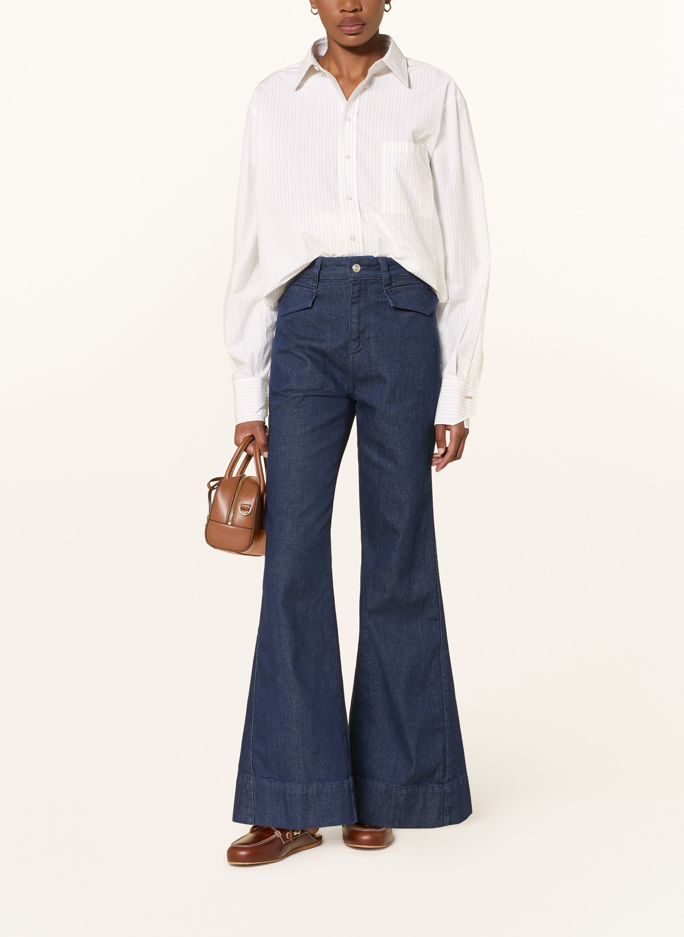 BOSS SATURDAY Shirt Blouse: WHITE / KHAKI
