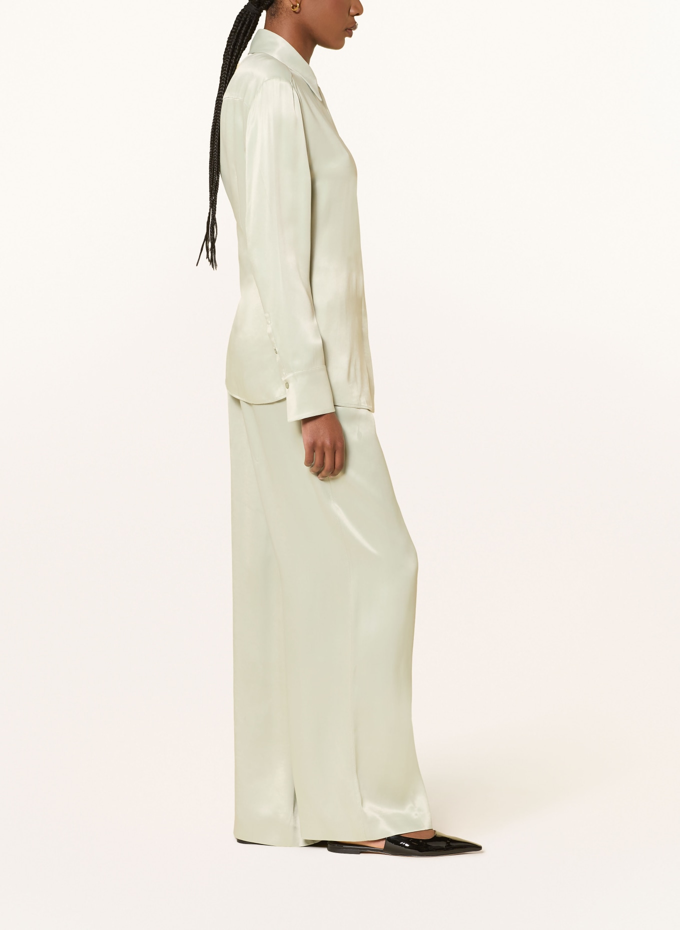 BOSS TAVATI Satin Pants: MINT