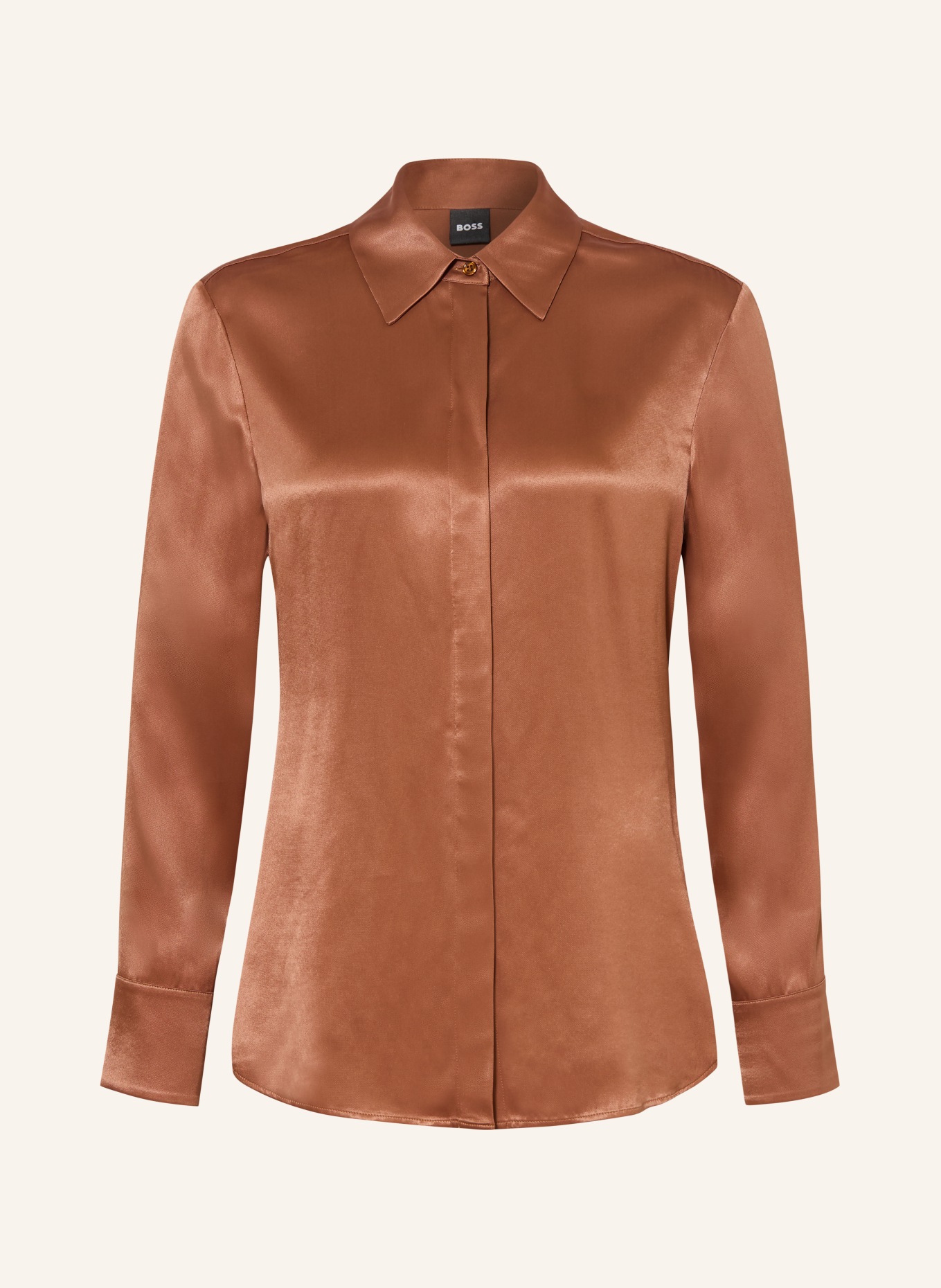 BOSS Hemdbluse BERUTA aus Satin: BRAUN