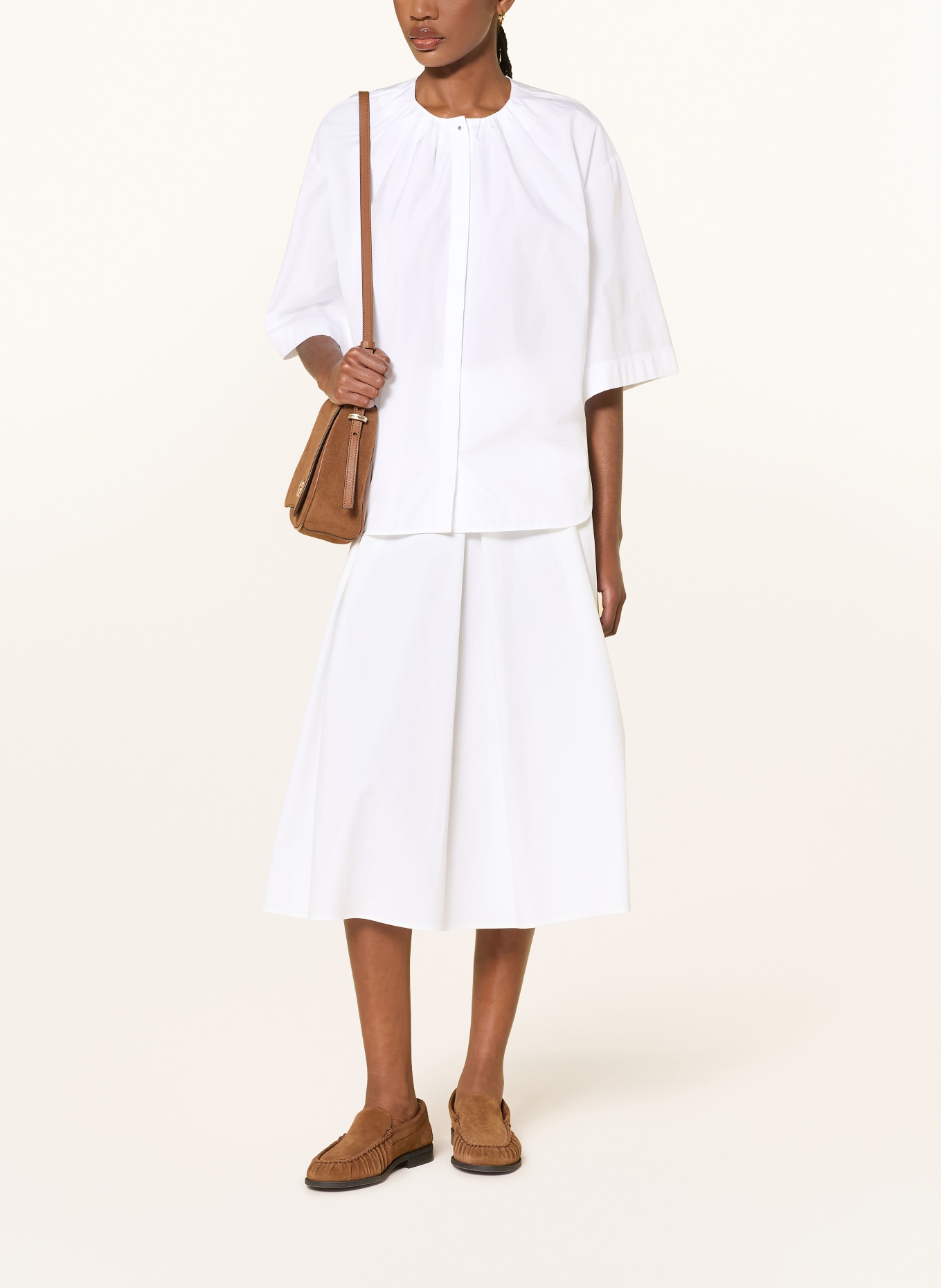 BOSS Blusenshirt BANORENA mit 3/4-Arm: WEISS