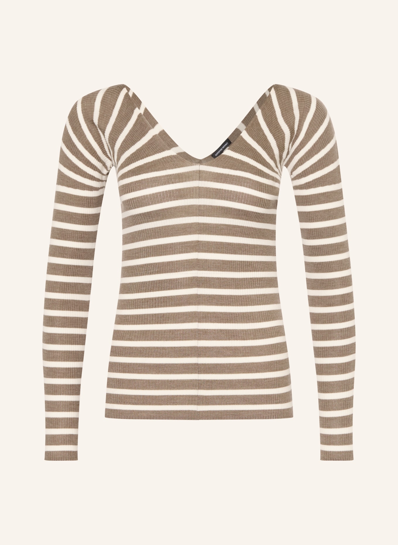 BOSS FAMARINDA Sweater: DARK BROWN / WHITE