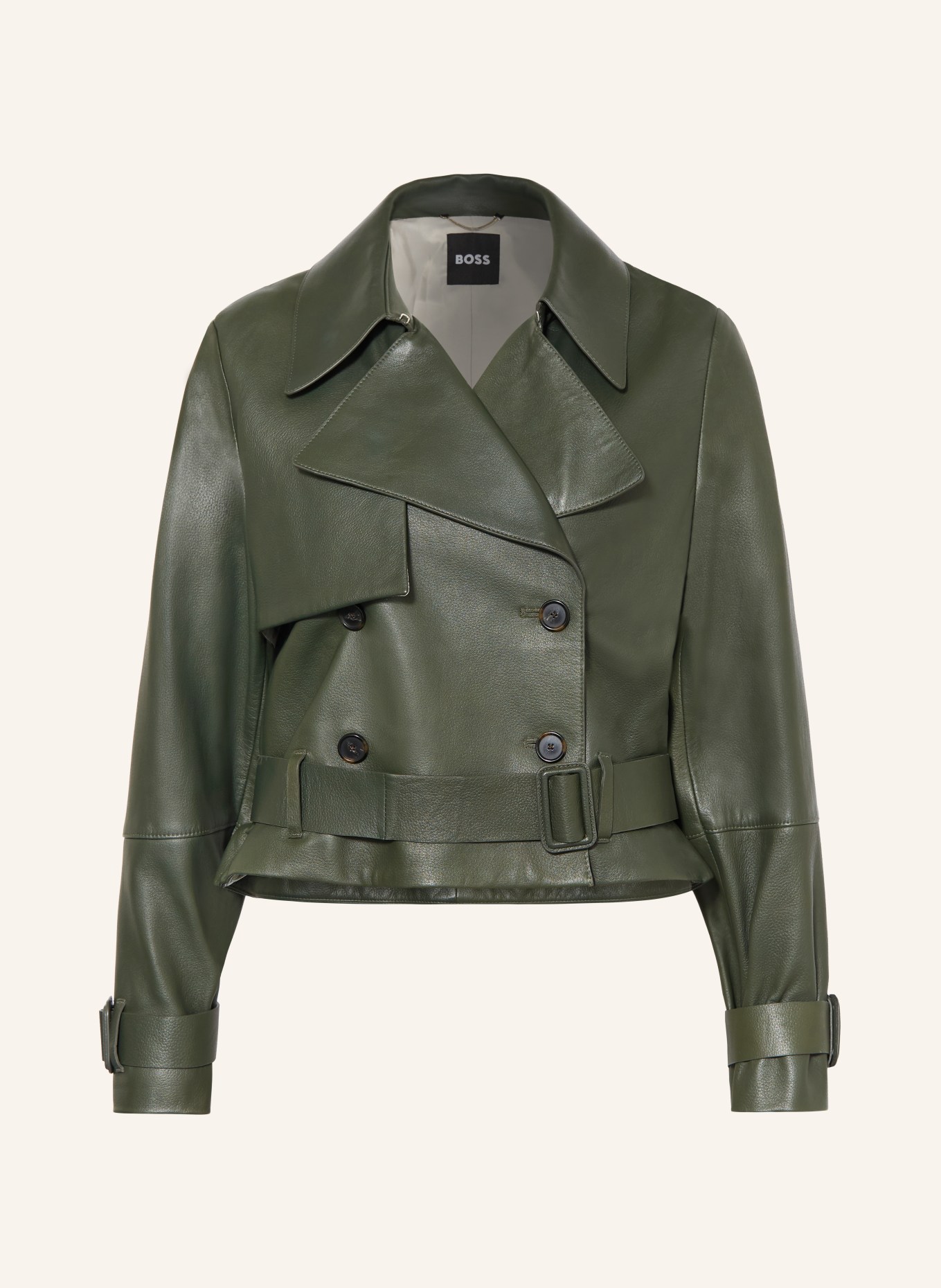 BOSS Kurtka skórzana SATELA: KHAKI