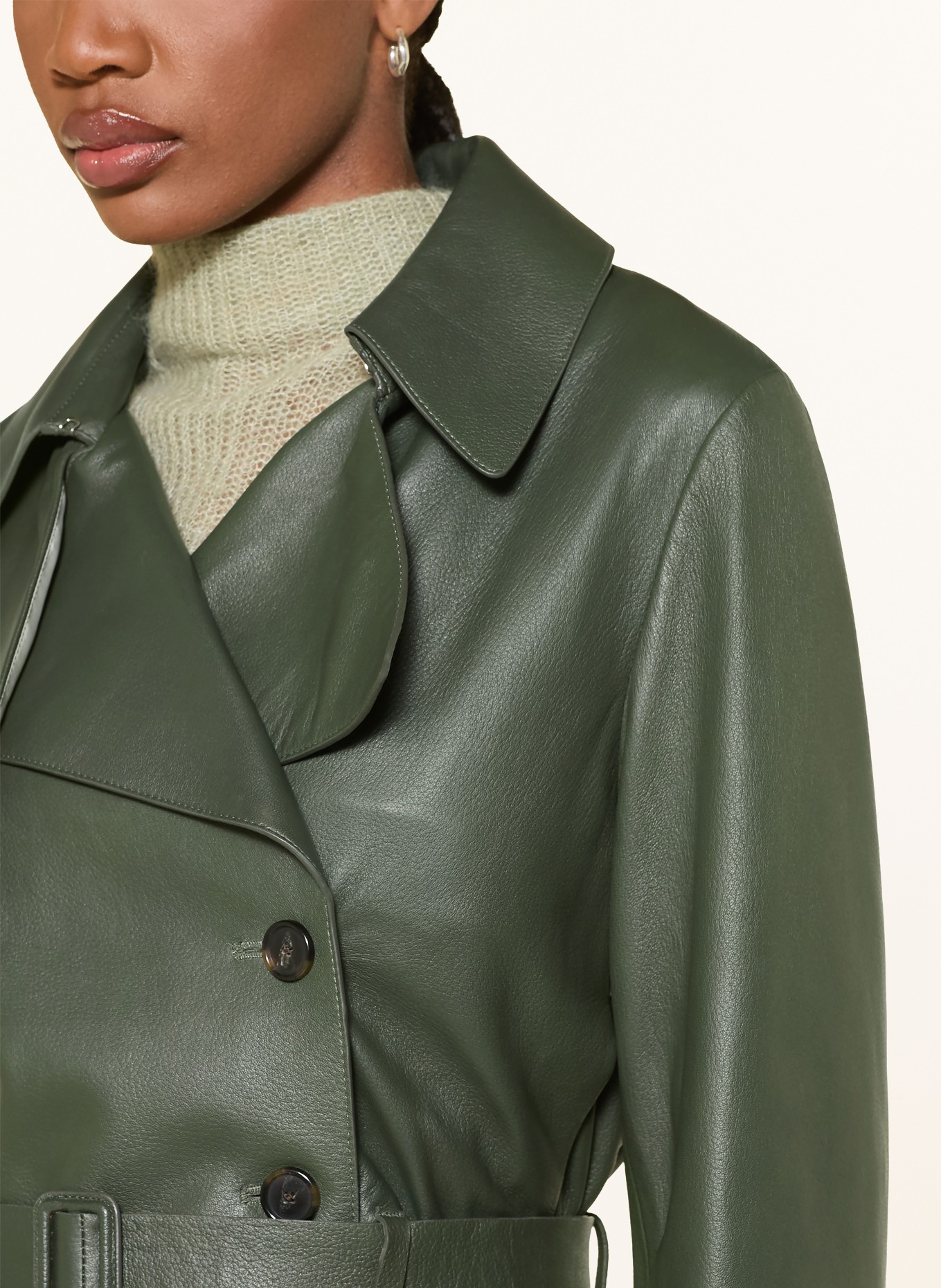 BOSS Kurtka skórzana SATELA: KHAKI