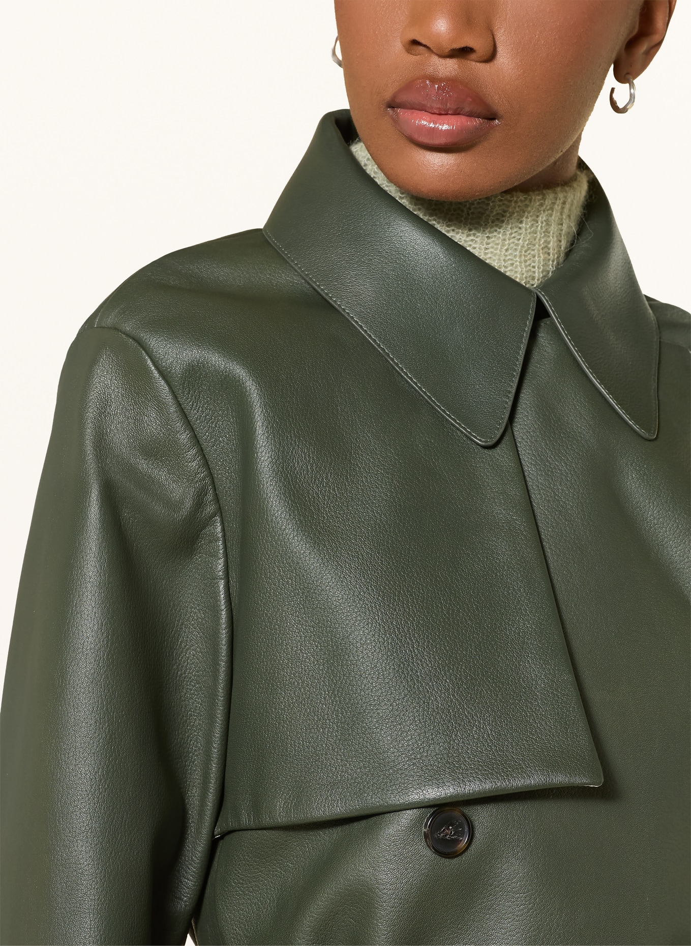 BOSS Kurtka skórzana SATELA: KHAKI