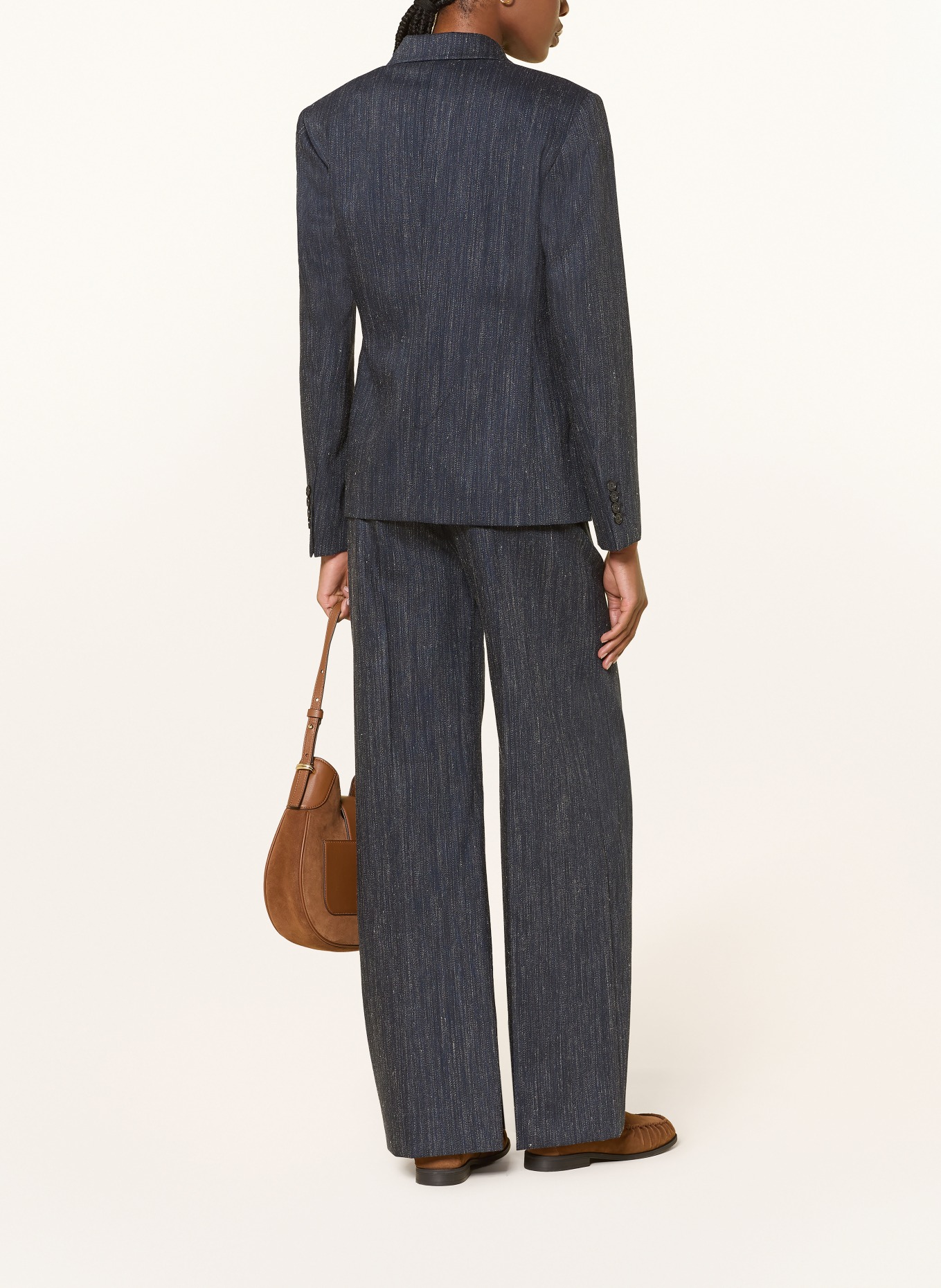 BOSS Pantaloni Marlene TAMILLY: ALBASTRU ÎNCHIS / CREM