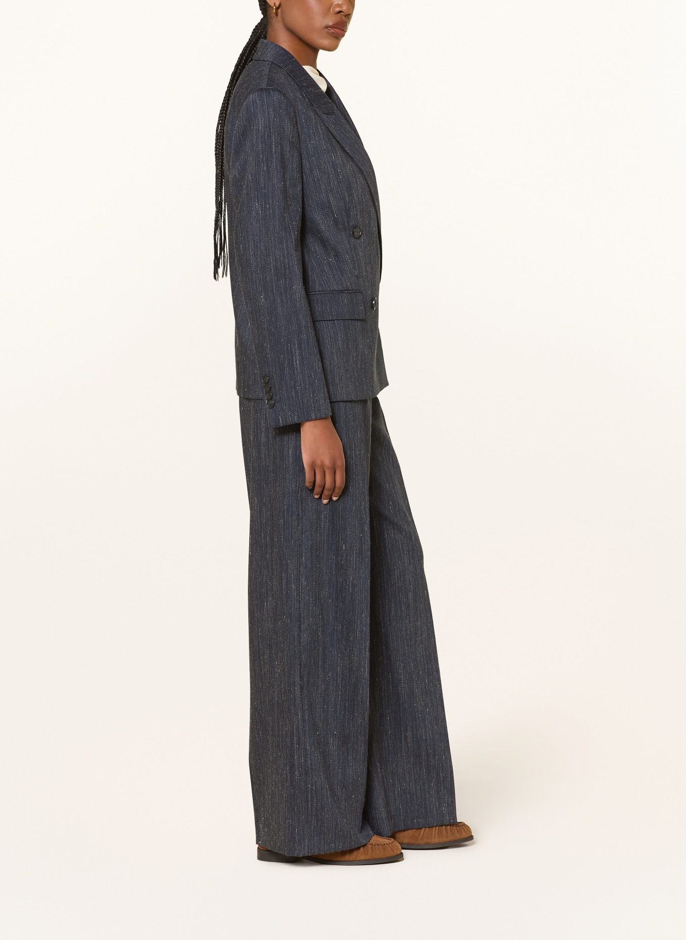 BOSS Pantaloni Marlene TAMILLY: ALBASTRU ÎNCHIS / CREM