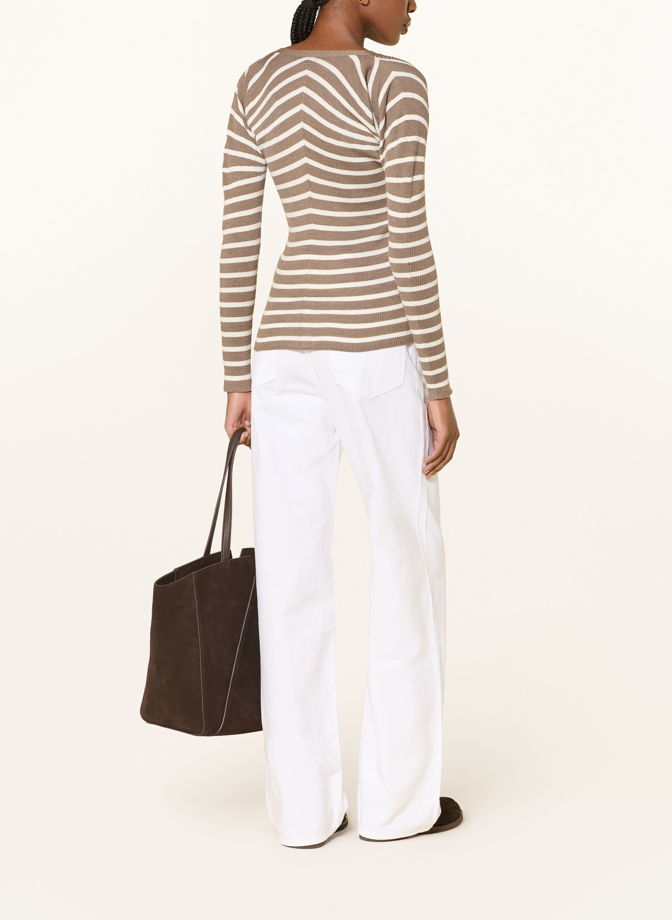 BOSS FAYANI Cardigan: BROWN / WHITE