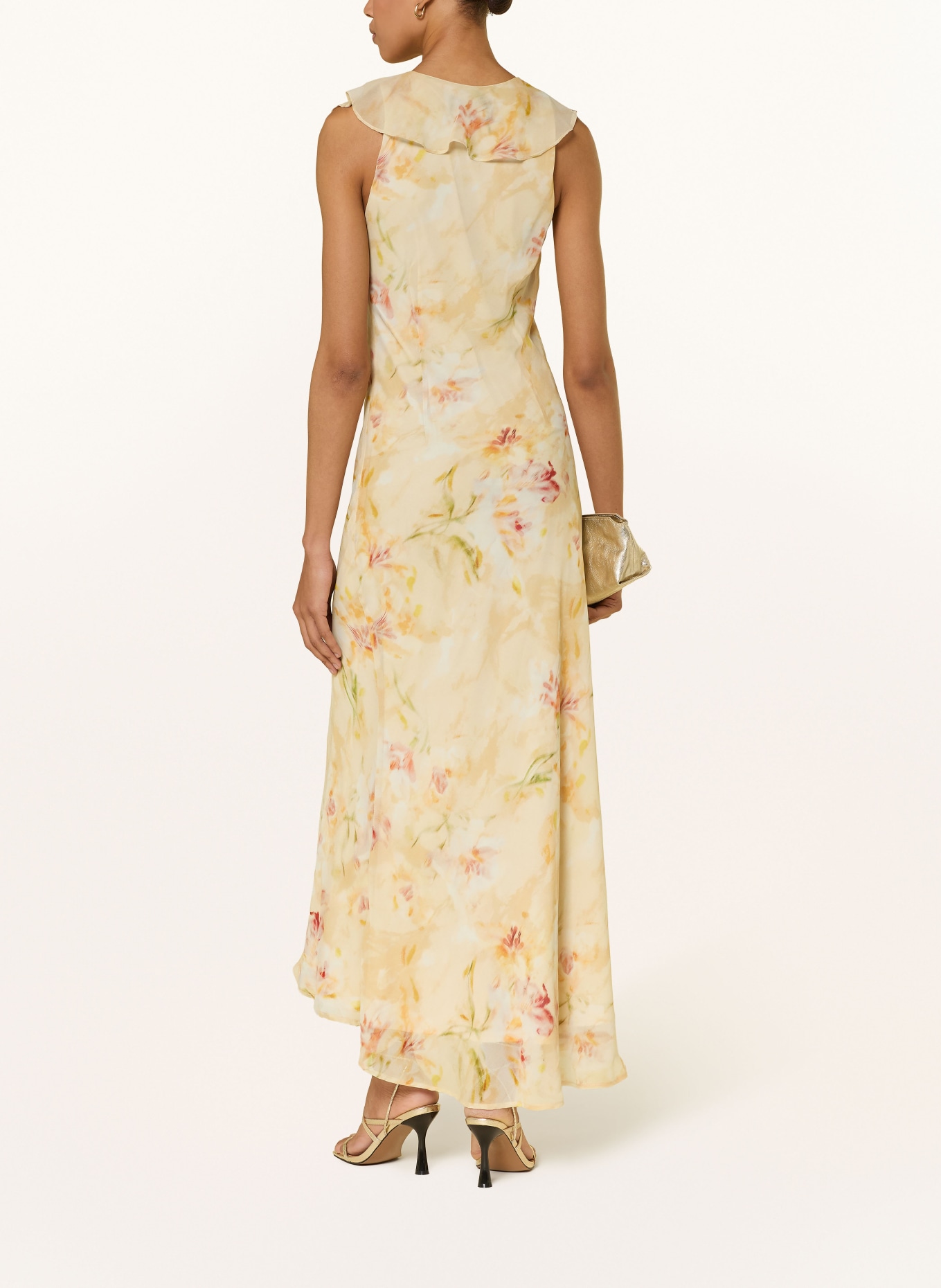 NEO NOIR Kleid ZELLA mit Volants: HELLGELB / ROT / ORANGE