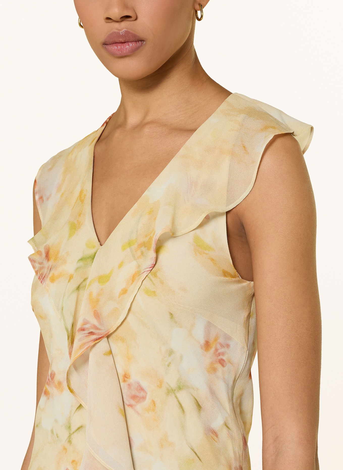 NEO NOIR Kleid ZELLA mit Volants: HELLGELB / ROT / ORANGE