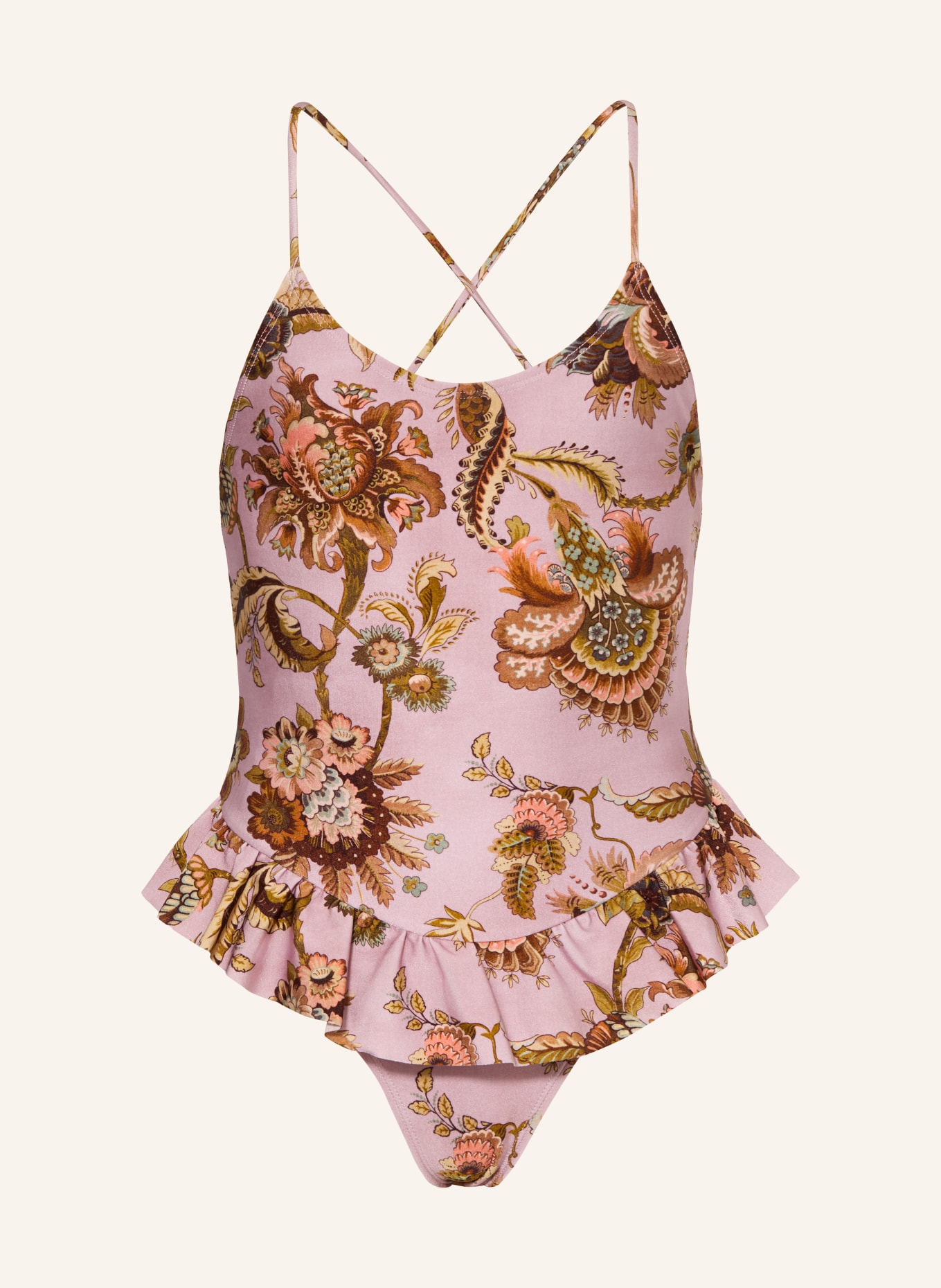 ZIMMERMANN Badeanzug mit Rüschen: ALTROSA / HELLBRAUN / BEIGE