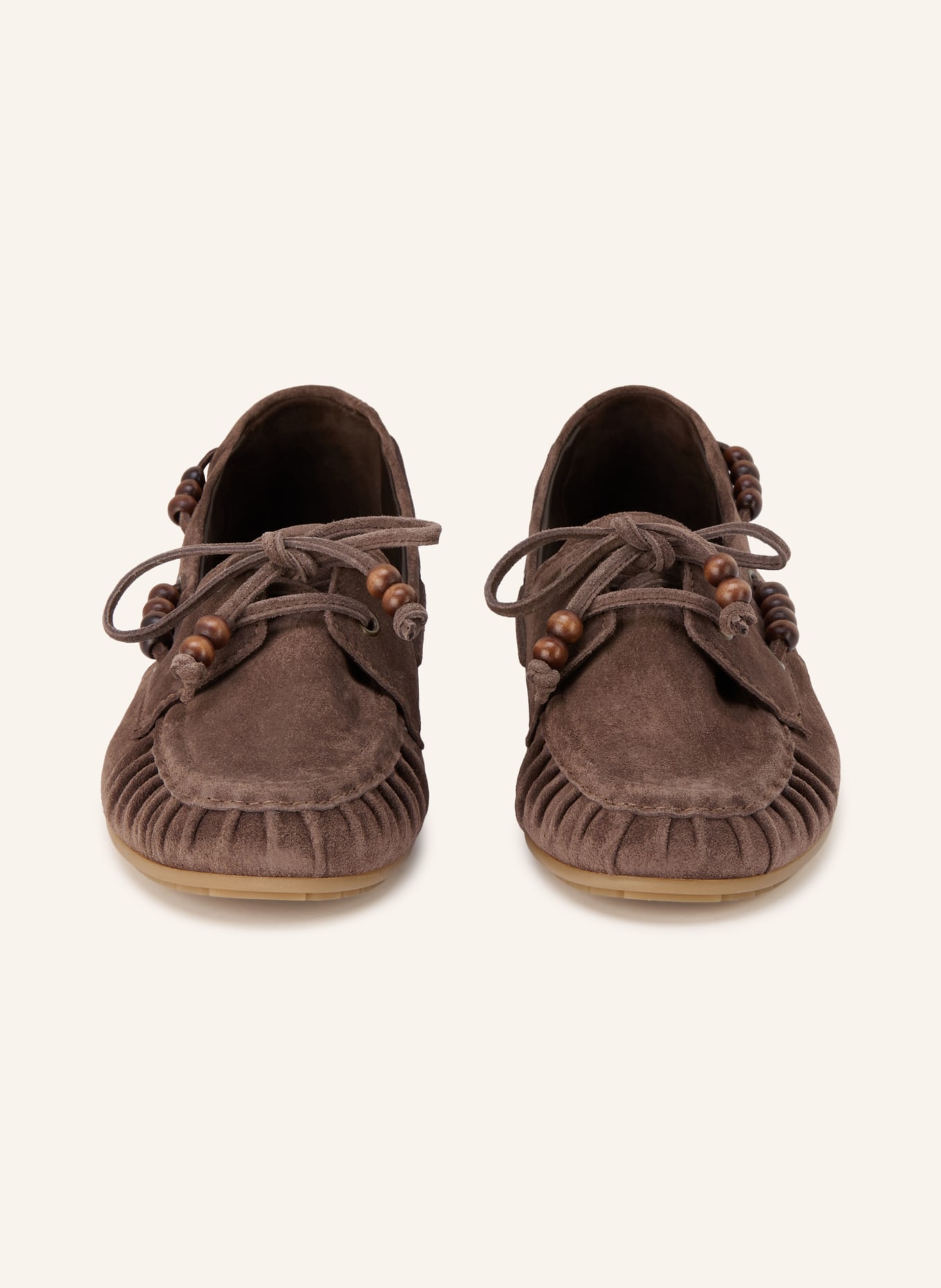 KENNEL & SCHMENGER DROP moccasins with decorative beads: DARK BROWN