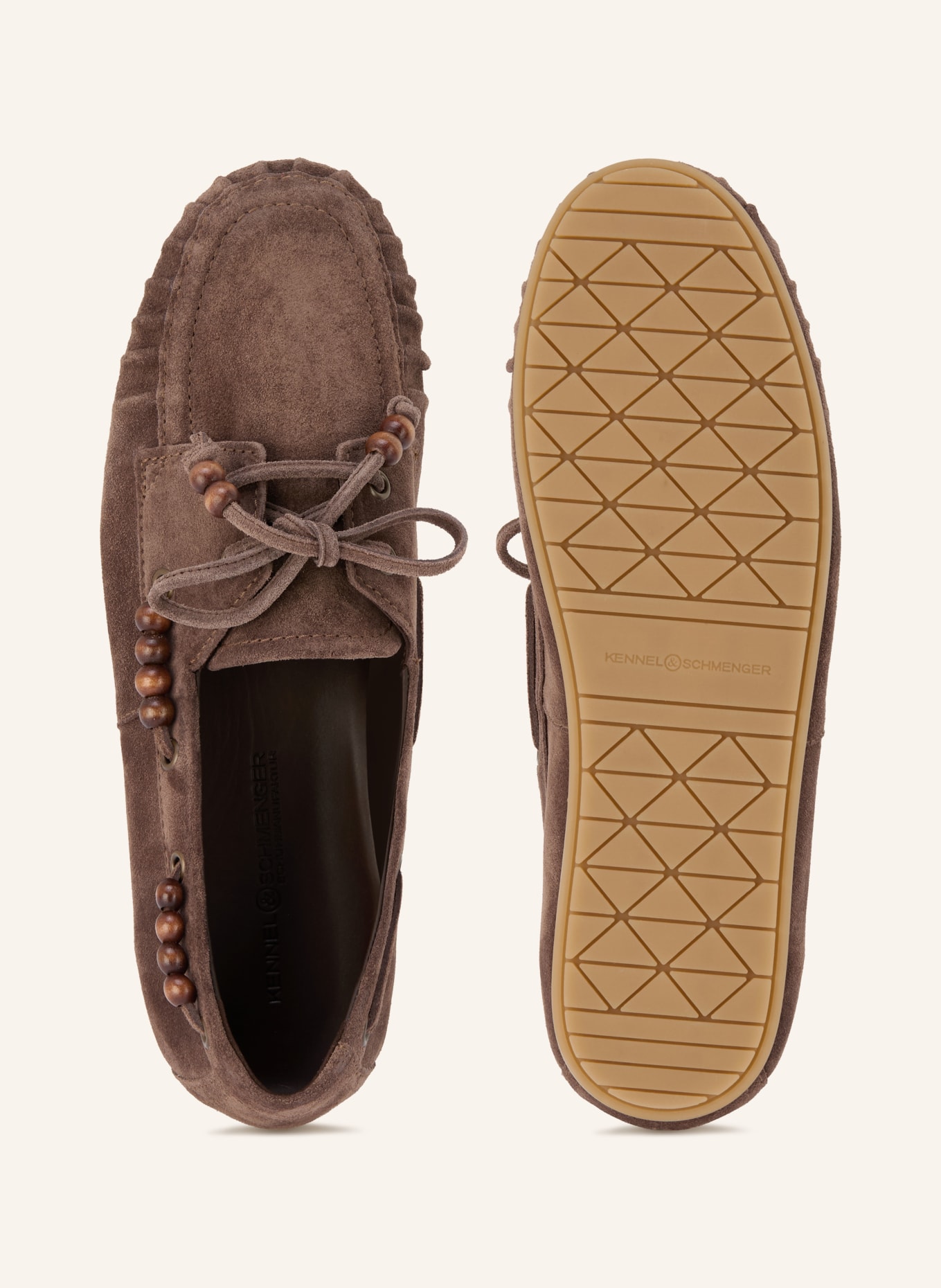 KENNEL & SCHMENGER DROP moccasins with decorative beads: DARK BROWN