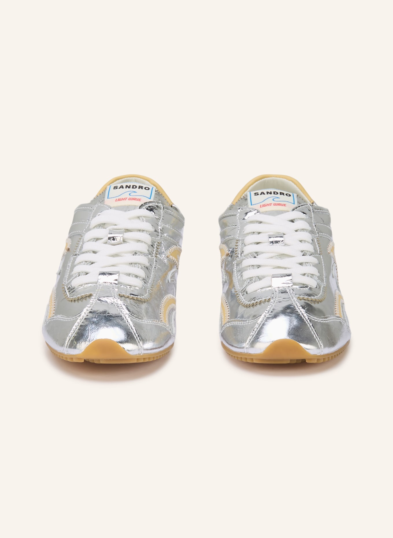 SANDRO Sneaker: SILBER / COGNAC