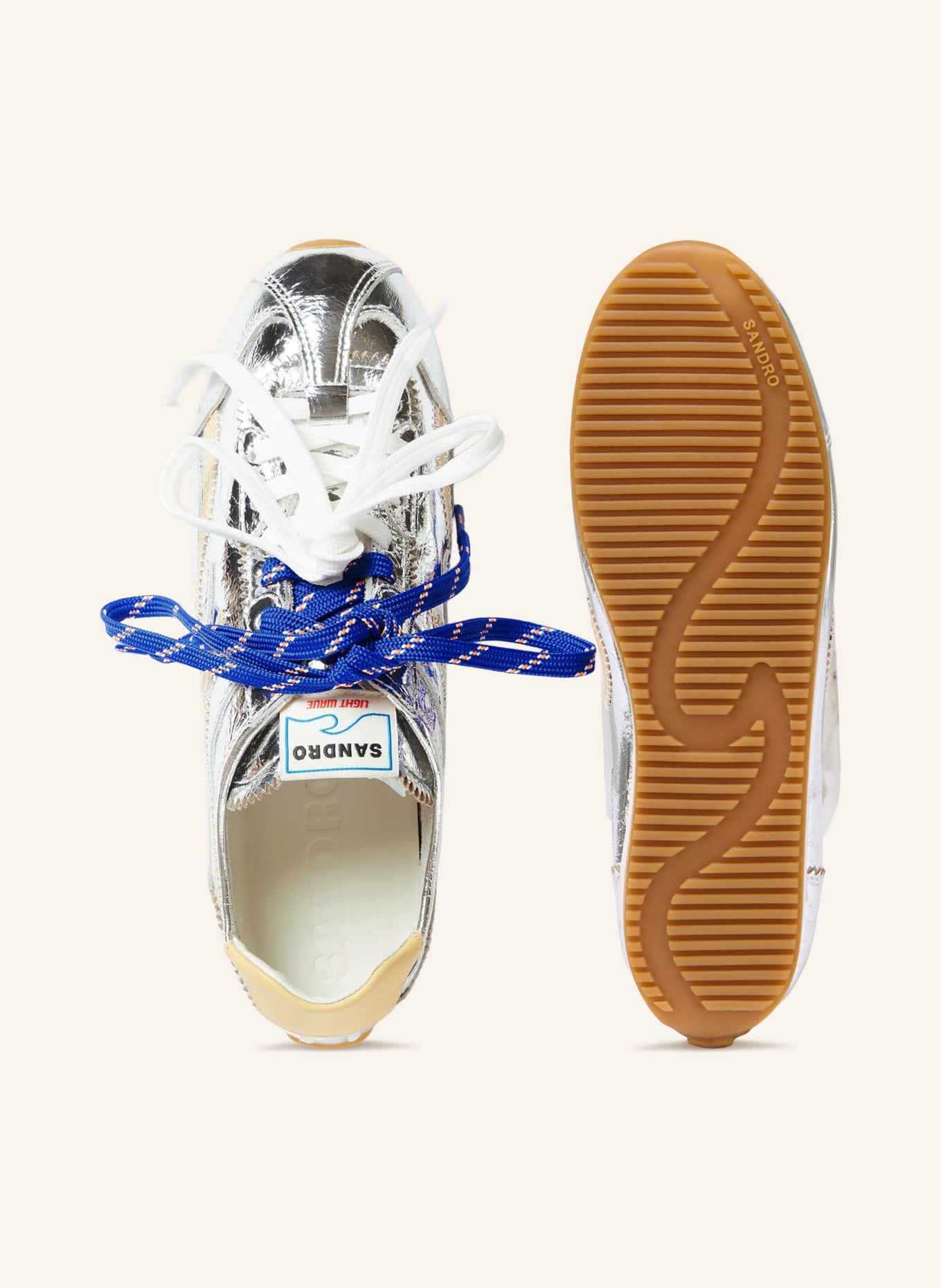 SANDRO Sneaker: SILBER / COGNAC