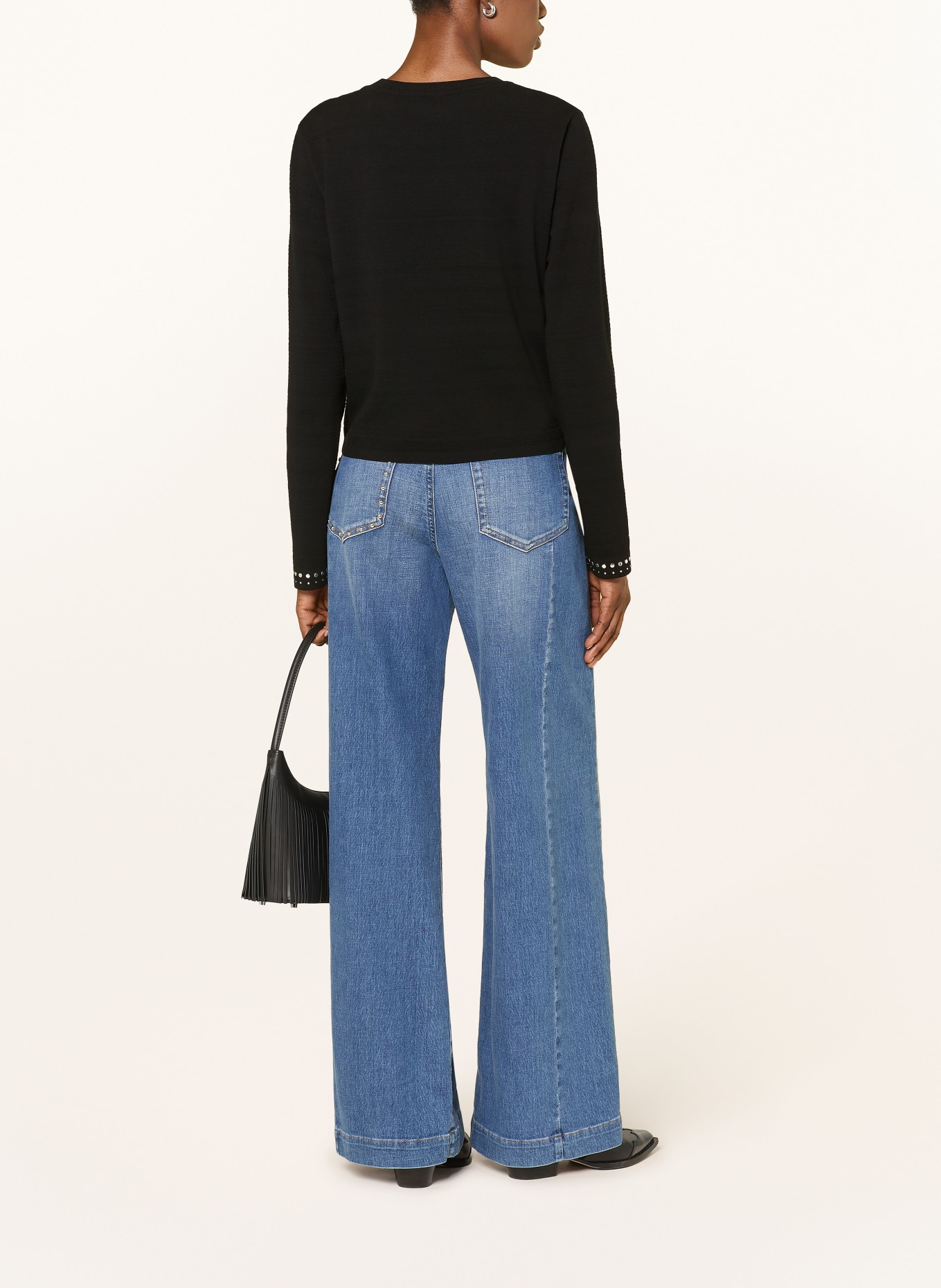 MARC CAIN Wide Leg Jeans WARRI mit Nieten: 353 blue denim