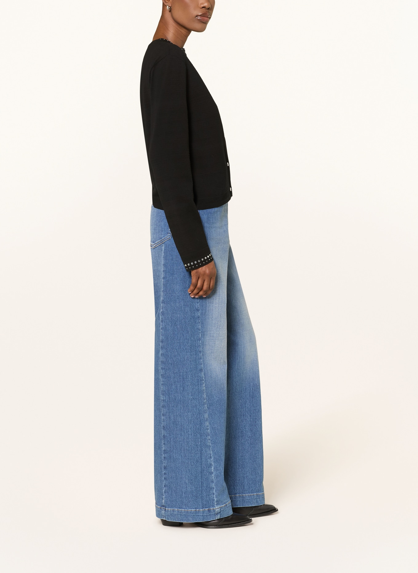 MARC CAIN Wide Leg Jeans WARRI mit Nieten: 353 blue denim