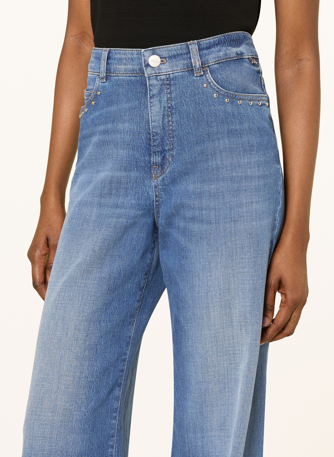 MARC CAIN Wide Leg Jeans WARRI mit Nieten: 353 blue denim
