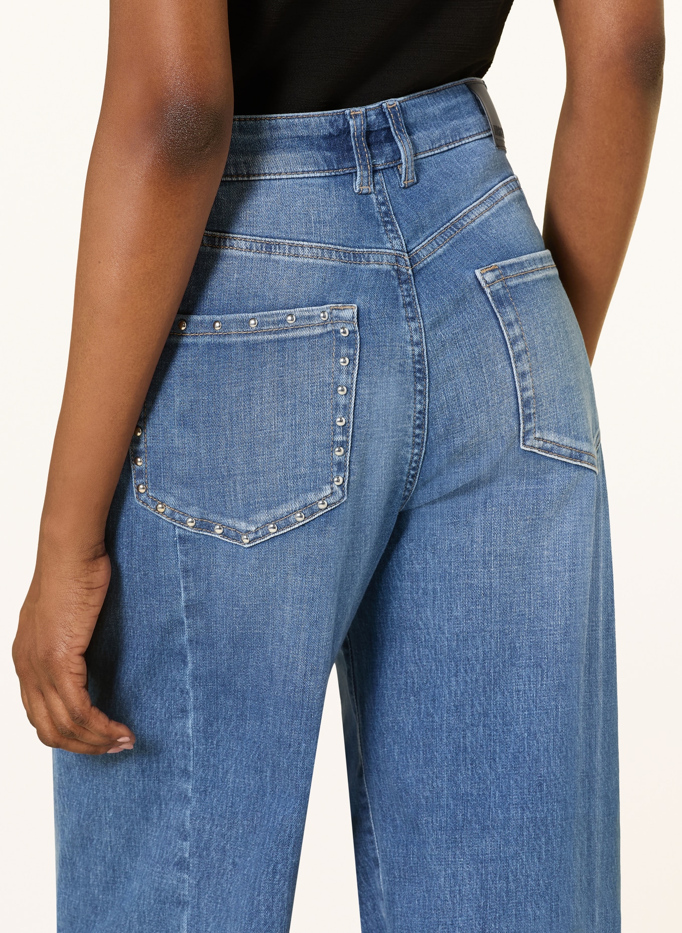 MARC CAIN Wide Leg Jeans WARRI mit Nieten: 353 blue denim