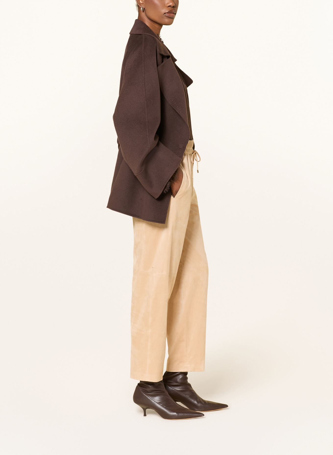 MARC CAIN Hose RANCHI in Lederoptik: 610 light stone