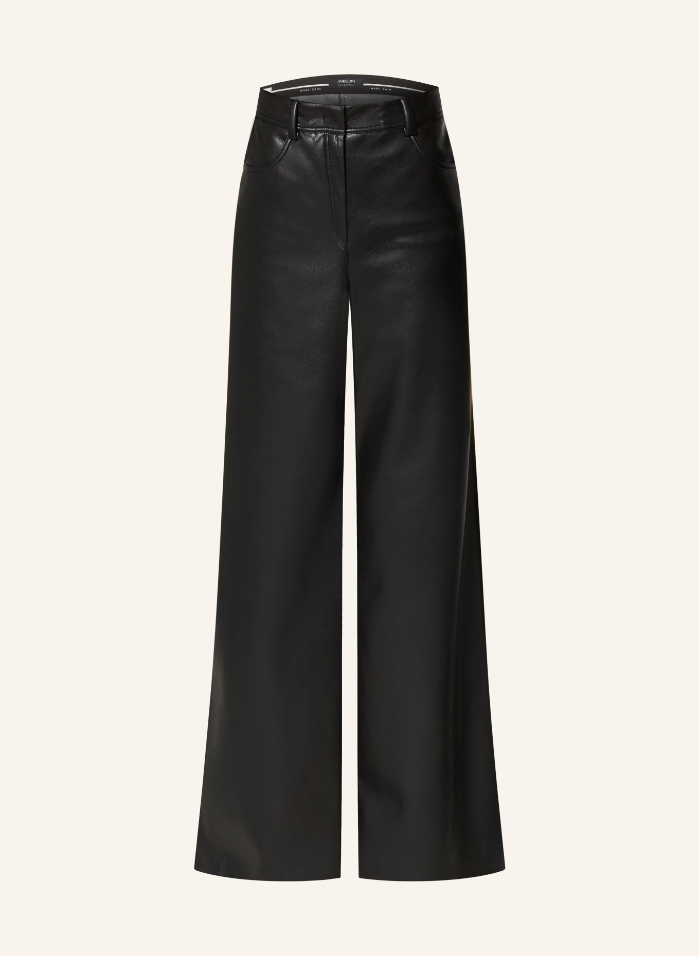 MARC CAIN Broek WARRI in leerlook: 900 black new