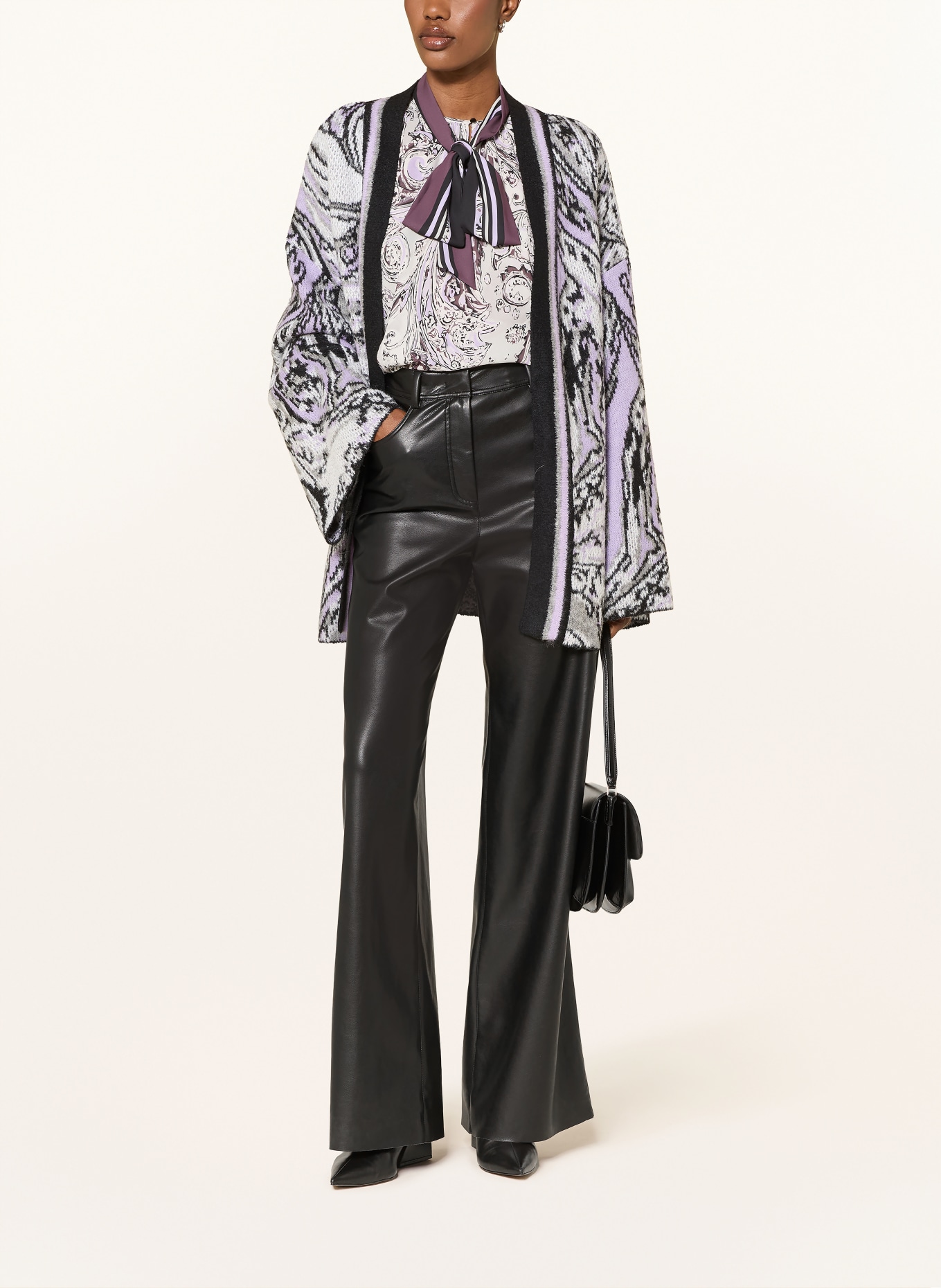 MARC CAIN Broek WARRI in leerlook: 900 black new