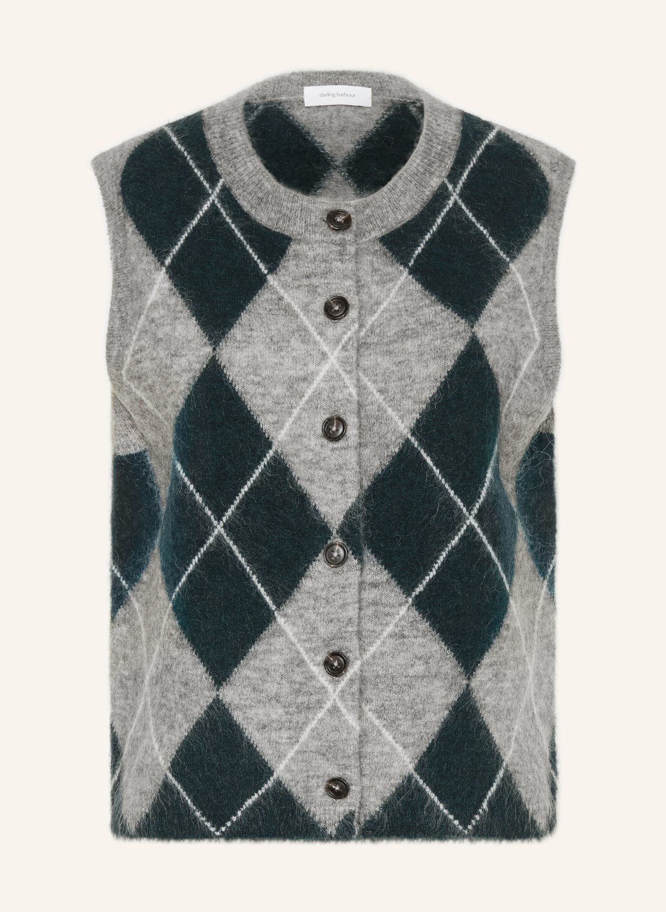 darling harbour Vestă tricotată cu mohair: Bottle Green/Grey Melange
