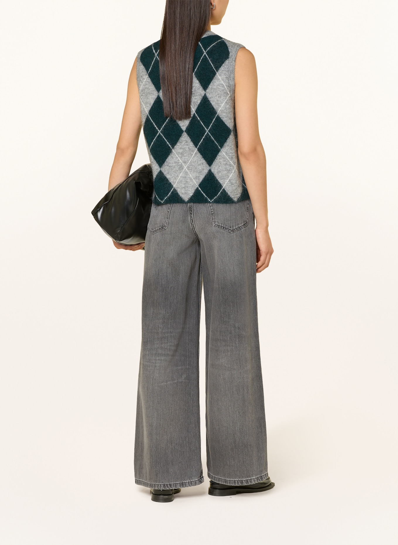 darling harbour Vestă tricotată cu mohair: Bottle Green/Grey Melange