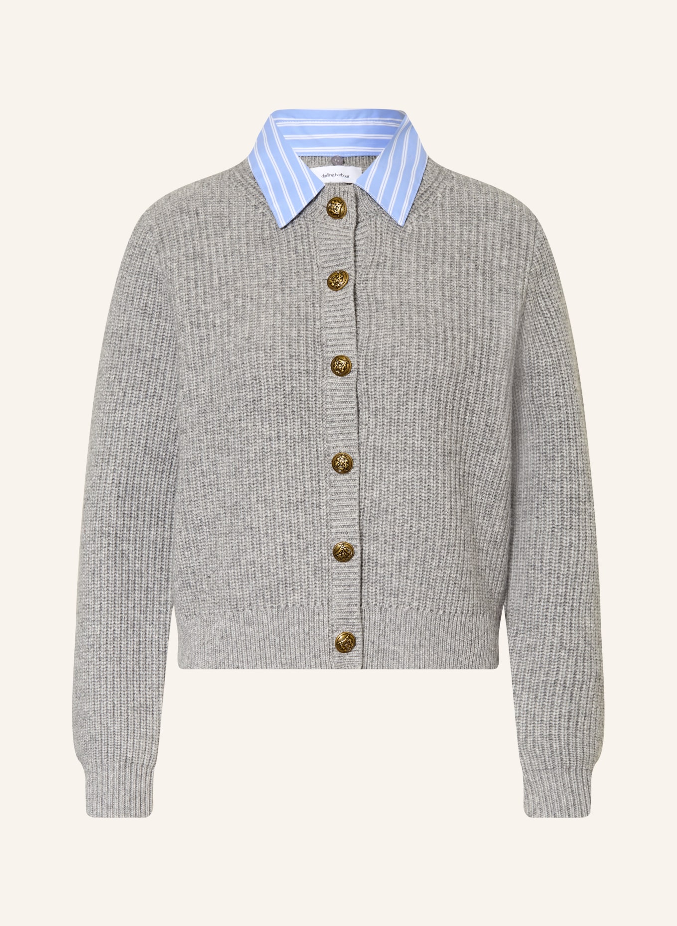 darling harbour Trui met afneembare kraag: GREY MELANGE