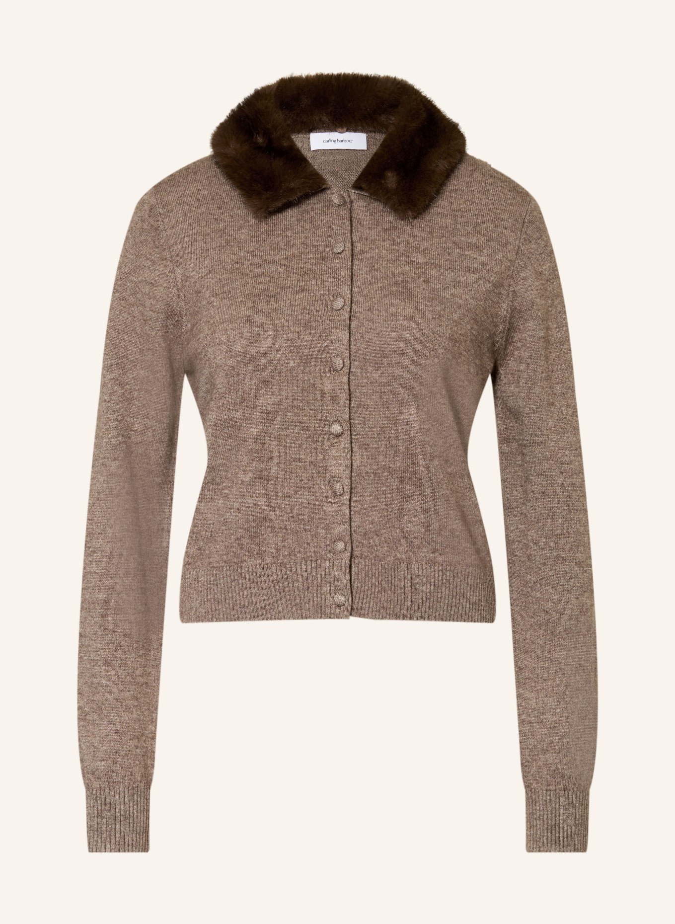 darling harbour Cardigan with detachable collar: TAUPE MELANGE