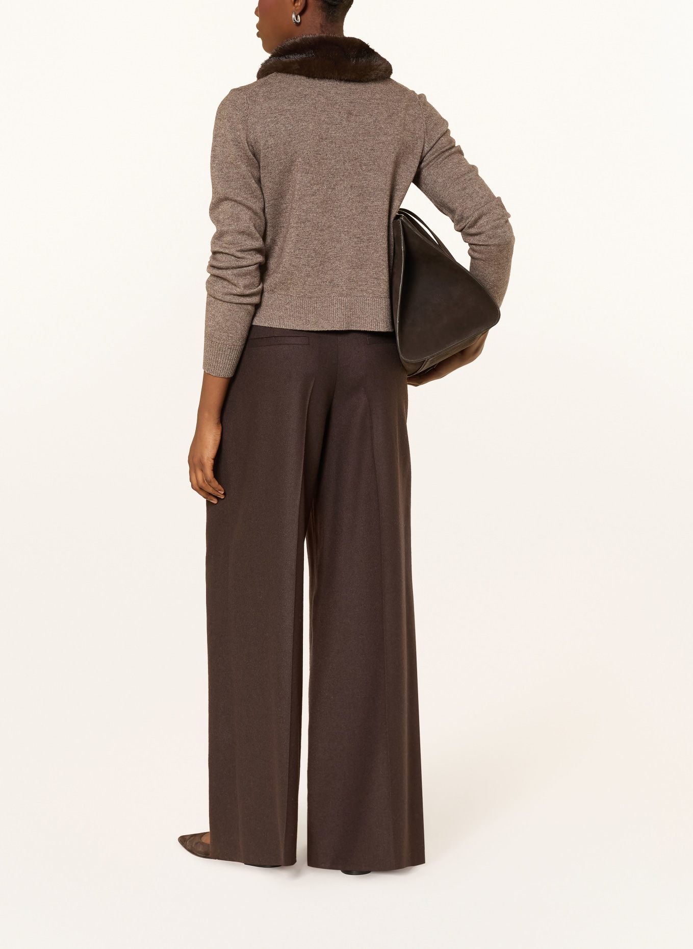 darling harbour Cardigan with detachable collar: TAUPE MELANGE